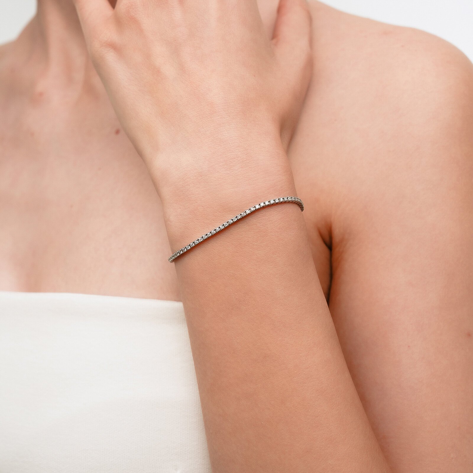 0,78 Karat Laboratuvar Pırlanta Su Yolu Bilezik