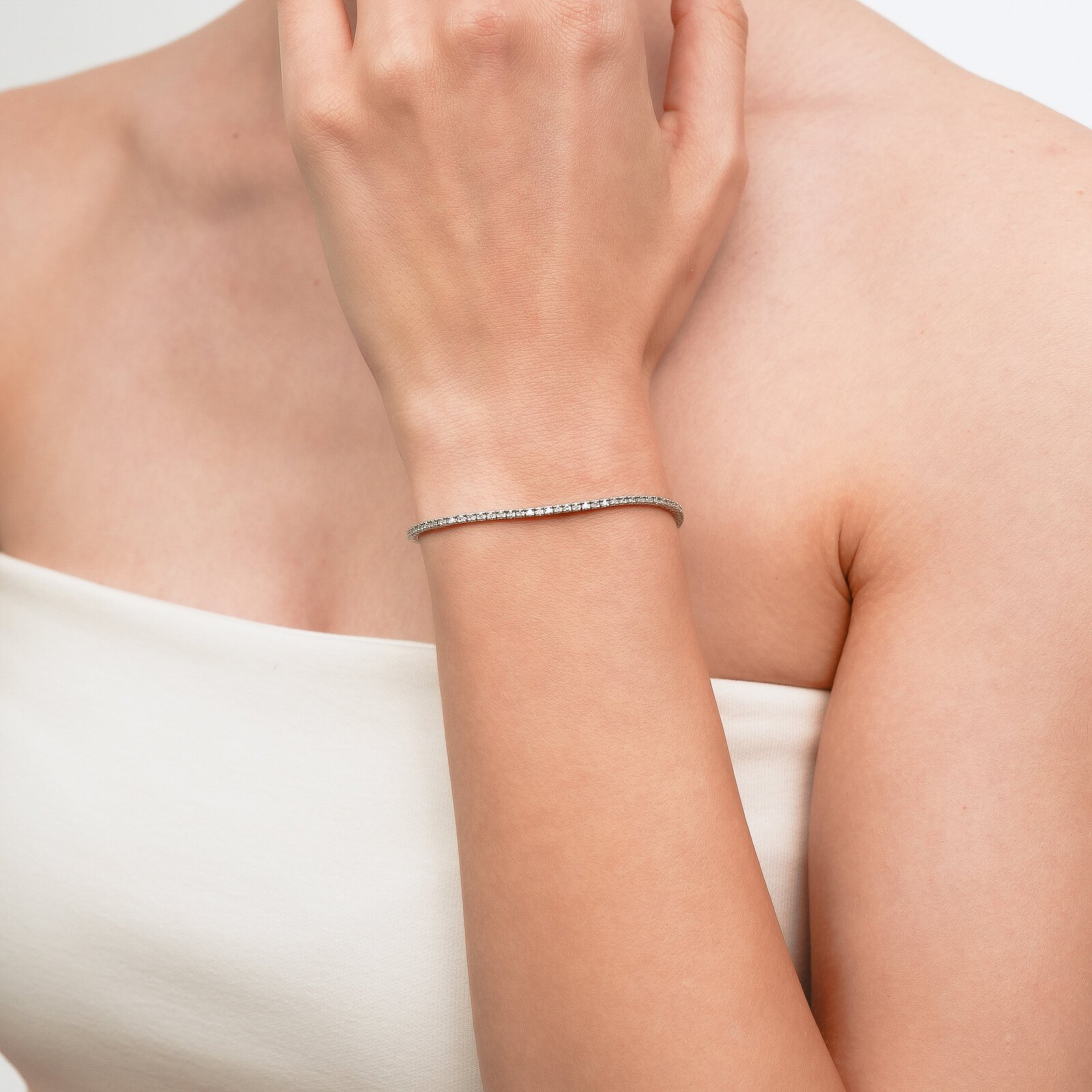 1,38 Karat Laboratuvar Pırlanta Su Yolu Bilezik