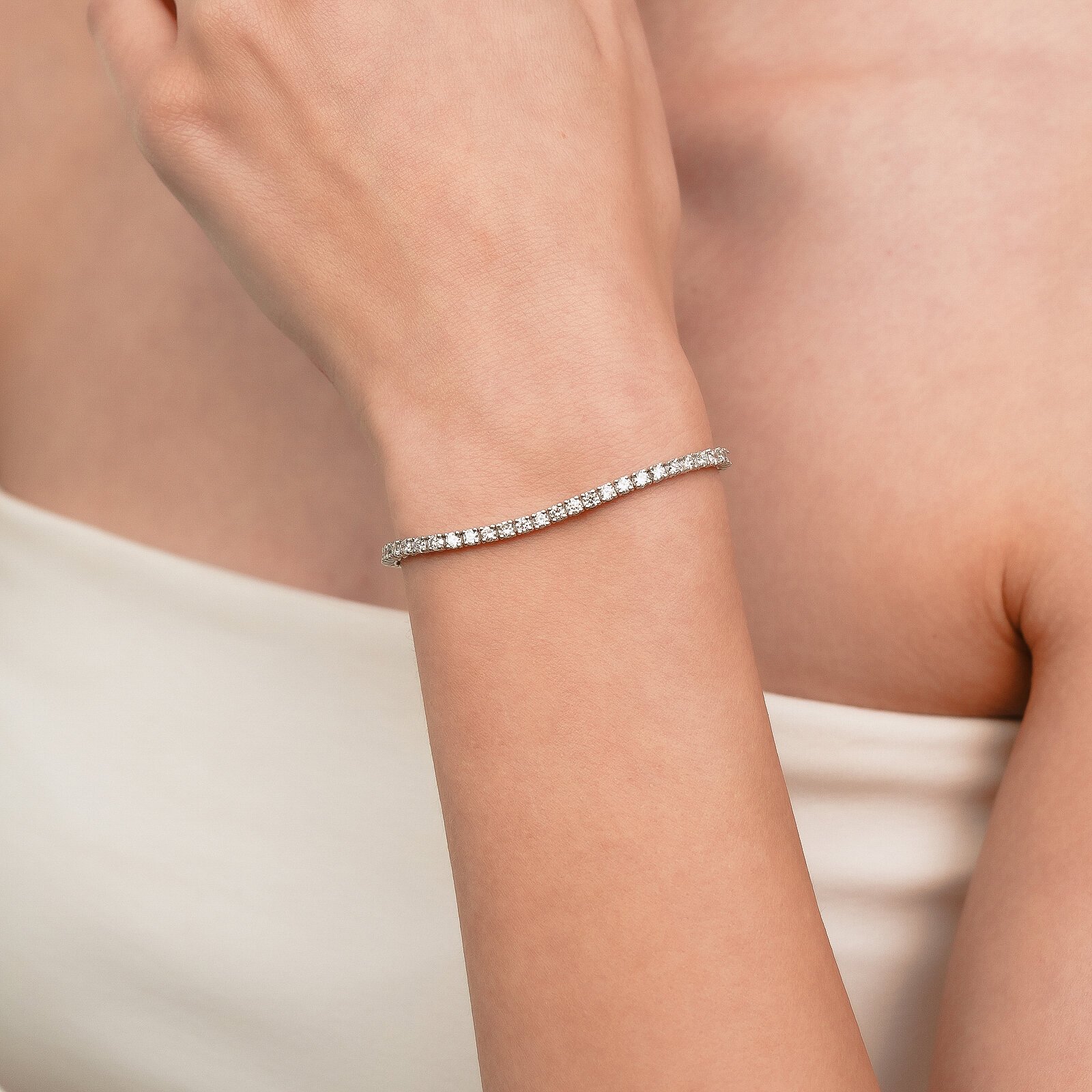 4,15 Karat Laboratuvar Pırlanta Su Yolu Bilezik