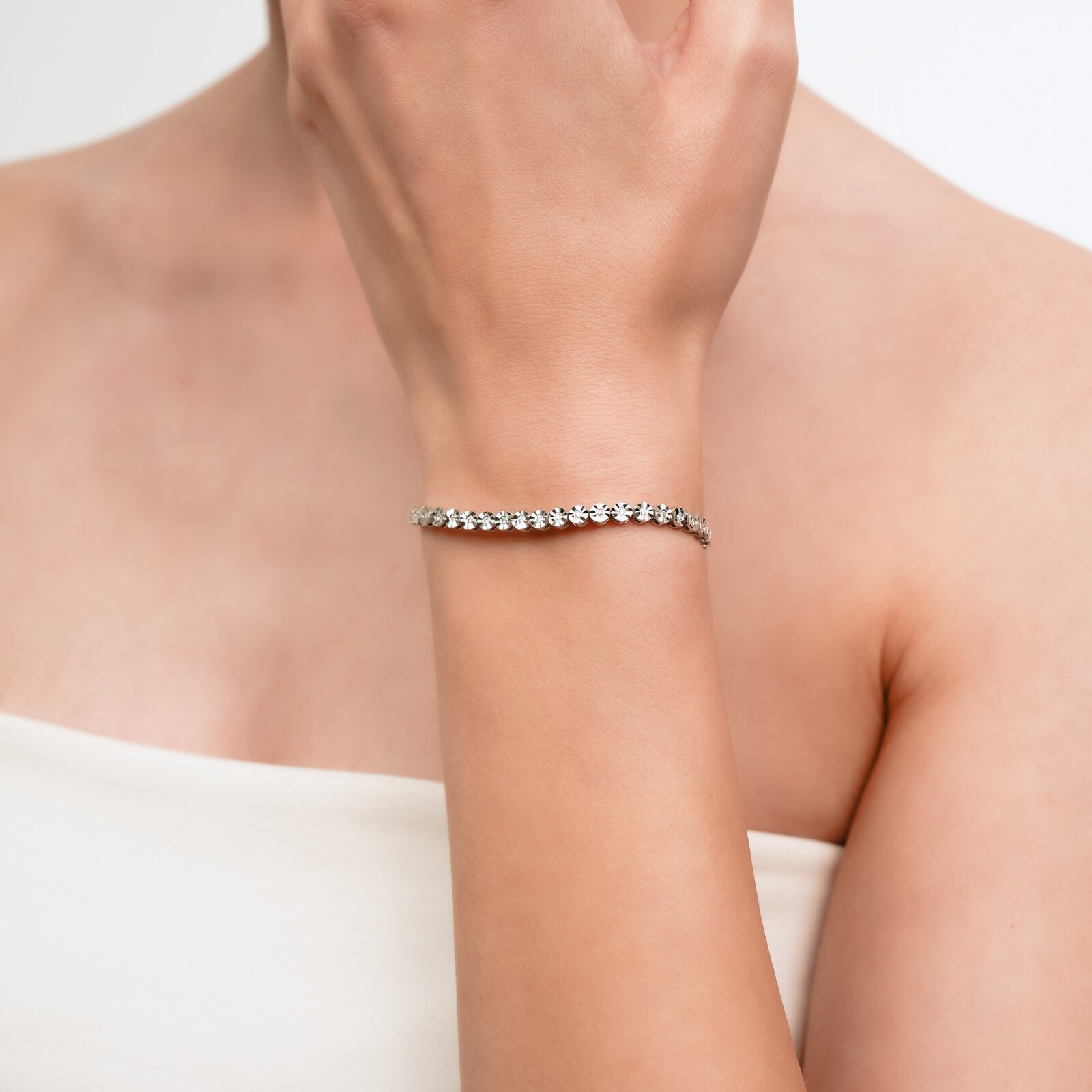 0,44 Karat Laboratuvar Pırlanta Aynalı Su Yolu Bilezik