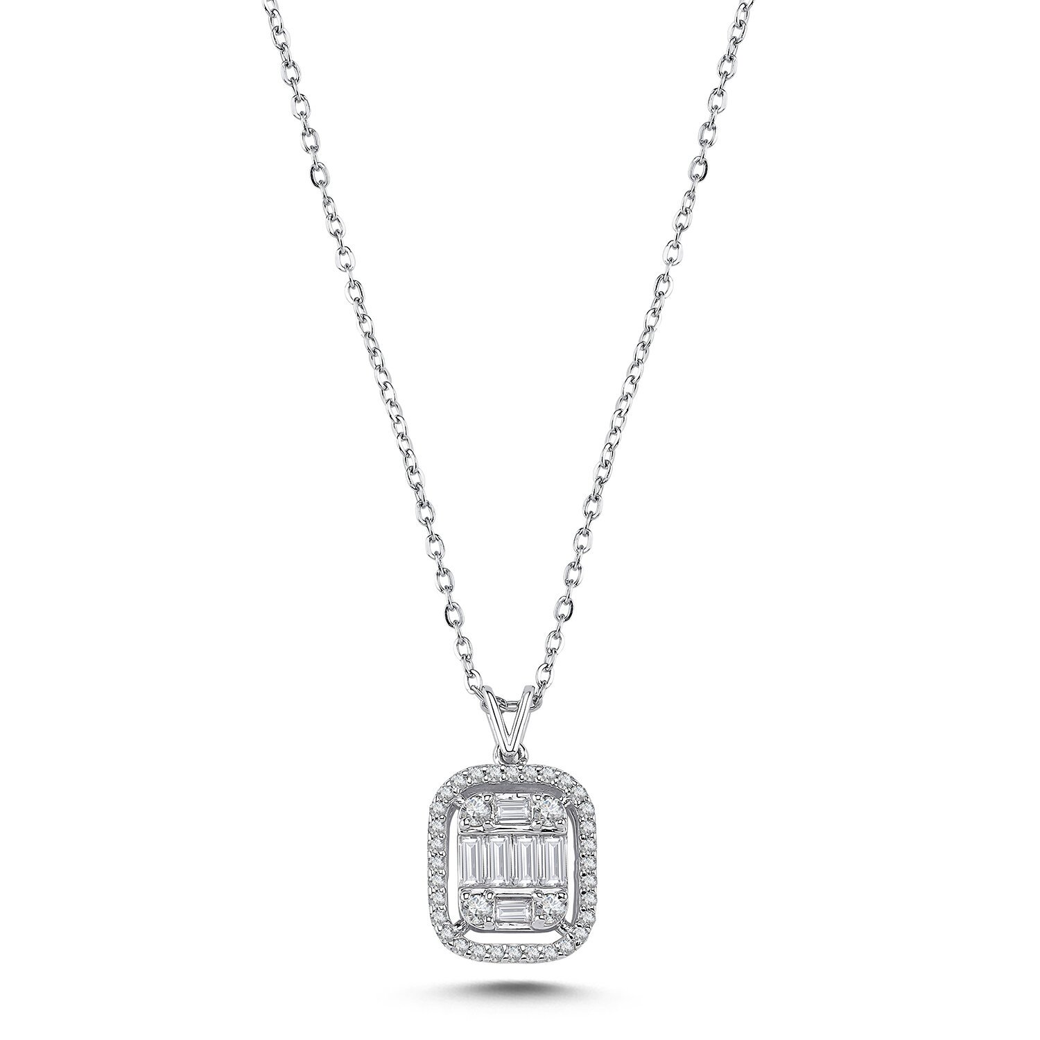 0,56 Karat Laboratuvar Pırlanta Baget Taşlı Kolye Ucu