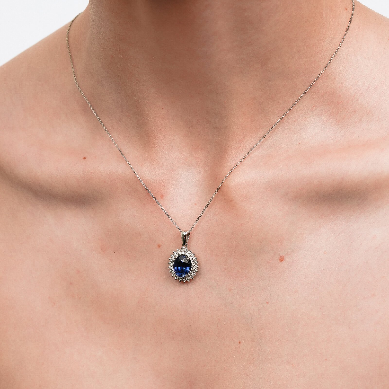 5,20 Karat Safir Laboratuvar Pırlanta Taşlı Anturaj Kolye Ucu