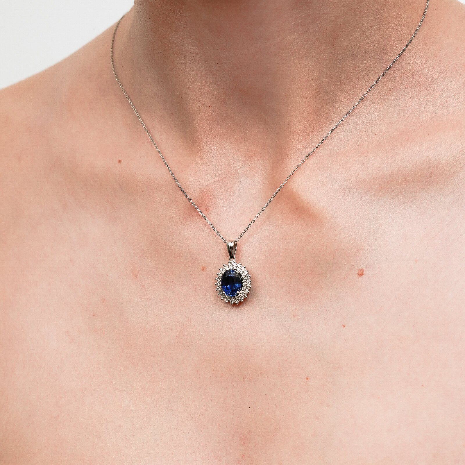 5,20 Karat Safir Laboratuvar Pırlanta Taşlı Anturaj Kolye Ucu