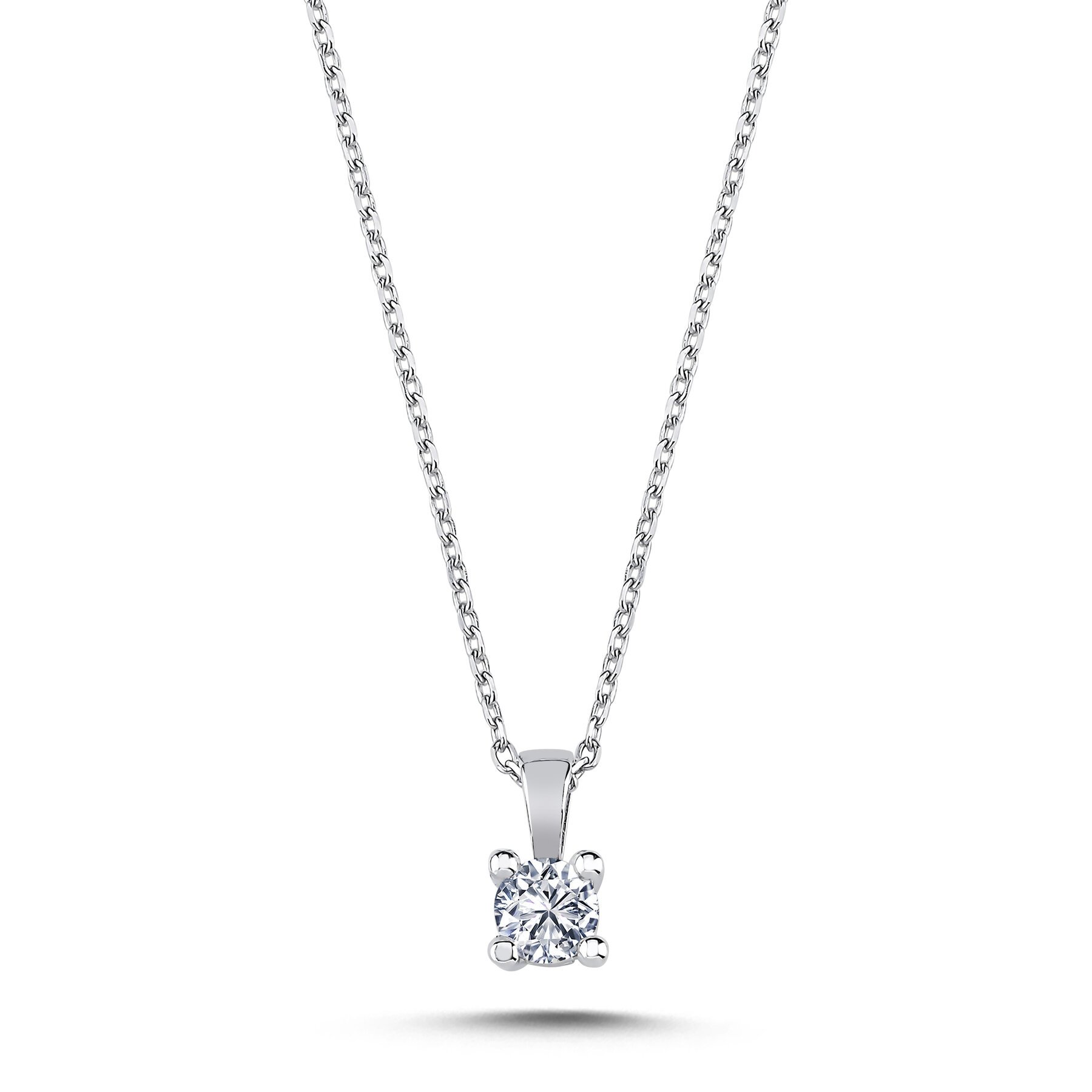 0,65 Karat Laboratuvar Pırlanta İnce Tırnak Tektaş Kolye Ucu