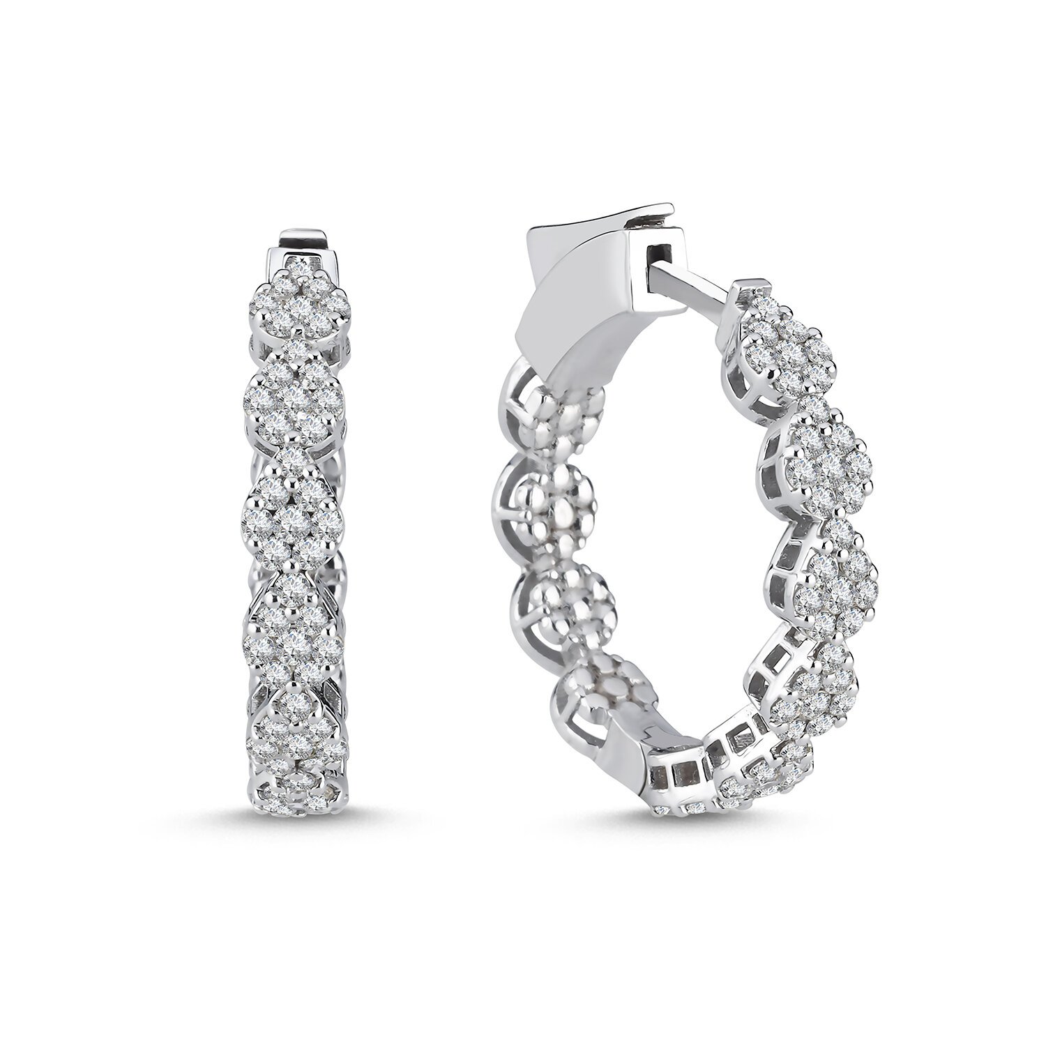 0,90 Karat Laboratuvar Pırlanta Koronet Halka Küpe