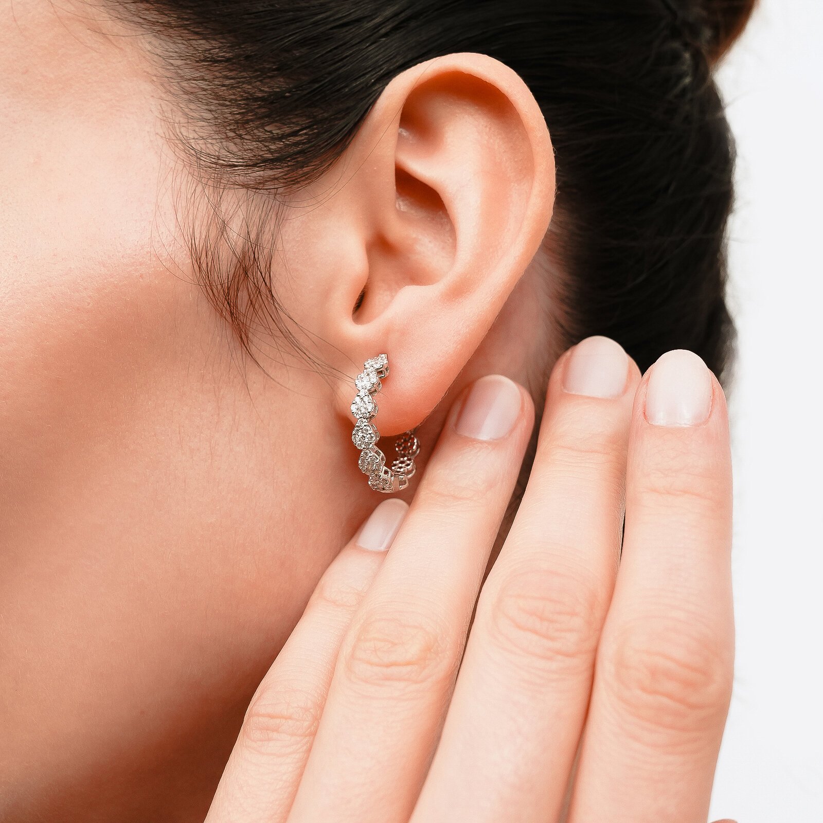 0,90 Karat Laboratuvar Pırlanta Koronet Halka Küpe