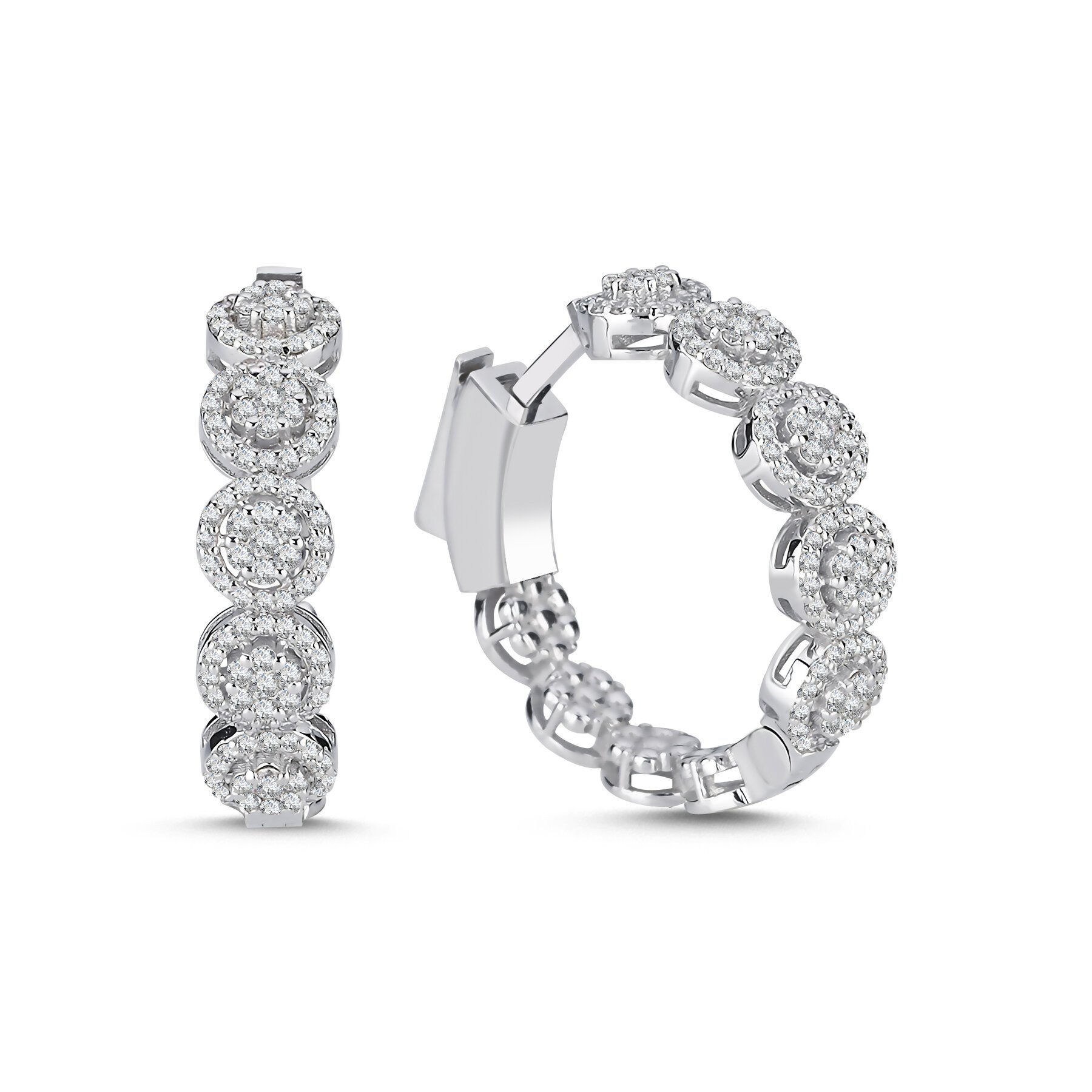 0,94 Karat Laboratuvar Pırlanta Pave Taşlı Halka Küpe