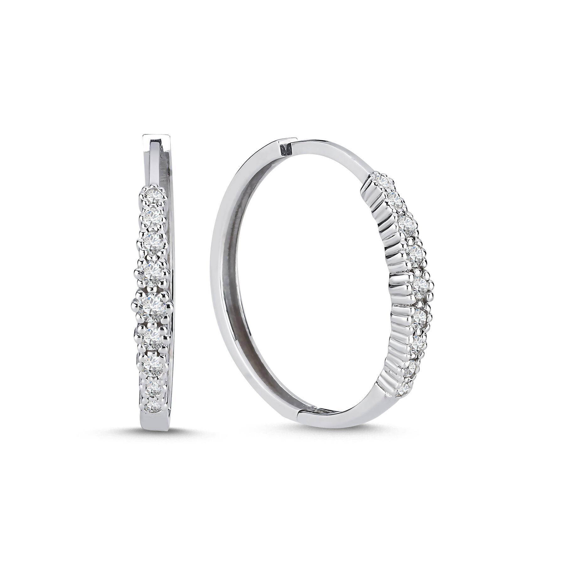 0,45 Karat Laboratuvar Pırlanta Yarım Tur Halka Küpe