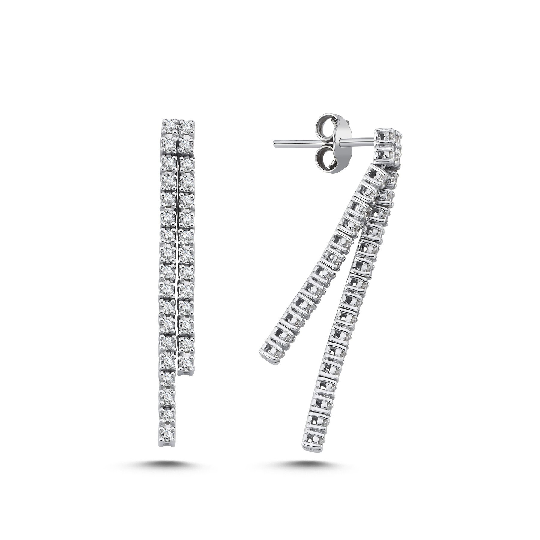 1,00 Karat Laboratuvar Pırlanta Su Yolu Küpe