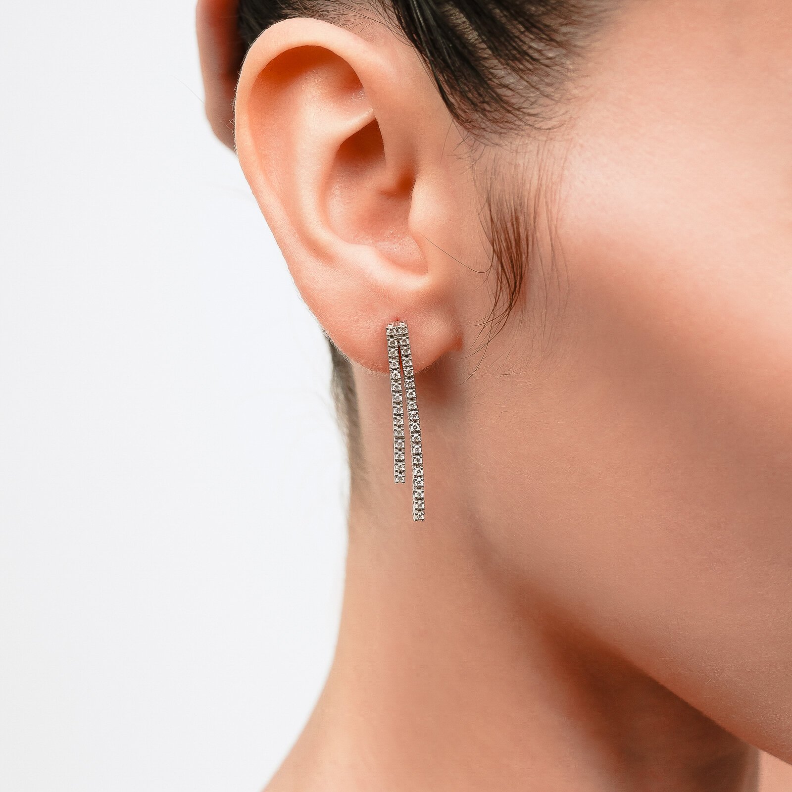 1,00 Karat Laboratuvar Pırlanta Su Yolu Küpe