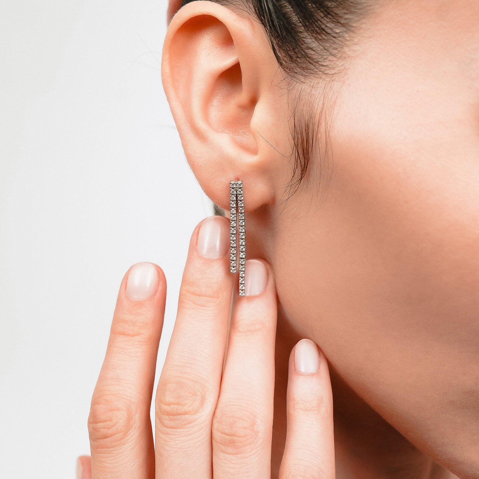 1,00 Karat Laboratuvar Pırlanta Su Yolu Küpe