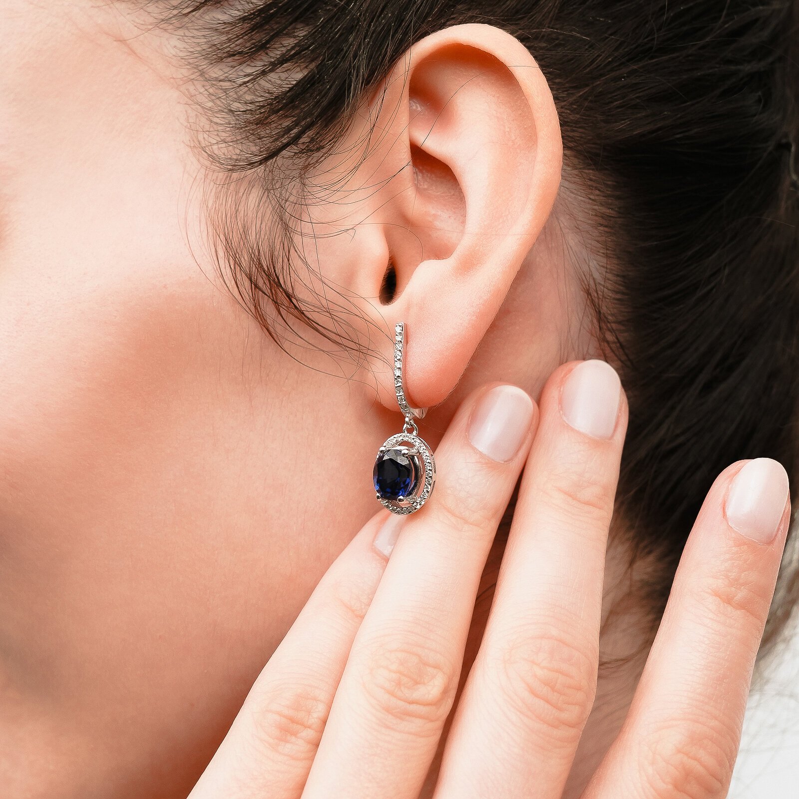 5,54 Karat Safir Laboratuvar Pırlanta Taşlı Küpe