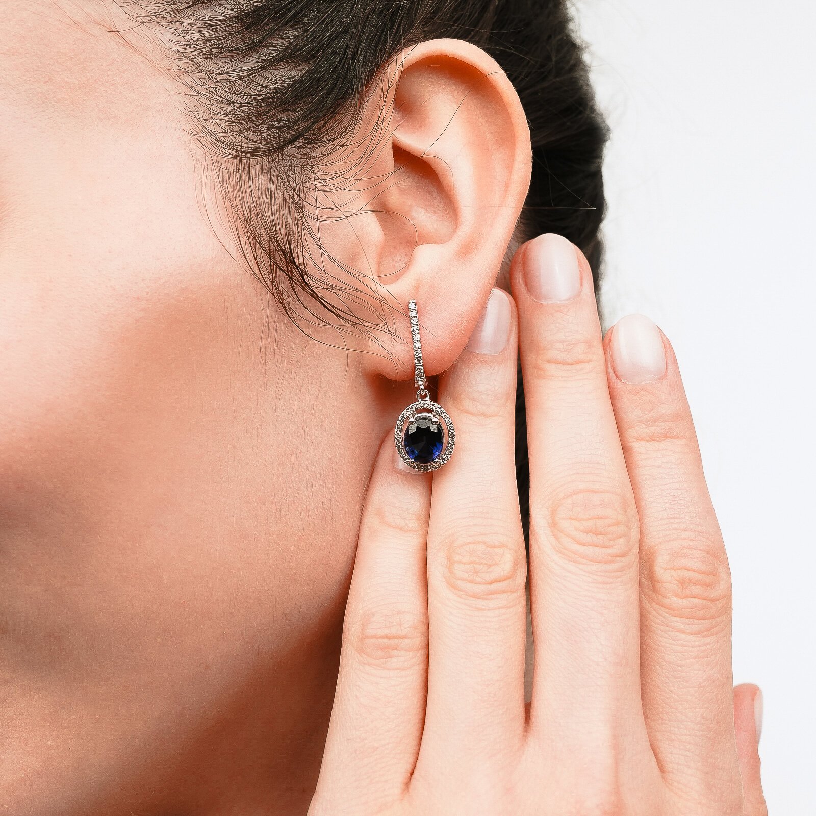 5,54 Karat Safir Laboratuvar Pırlanta Taşlı Küpe