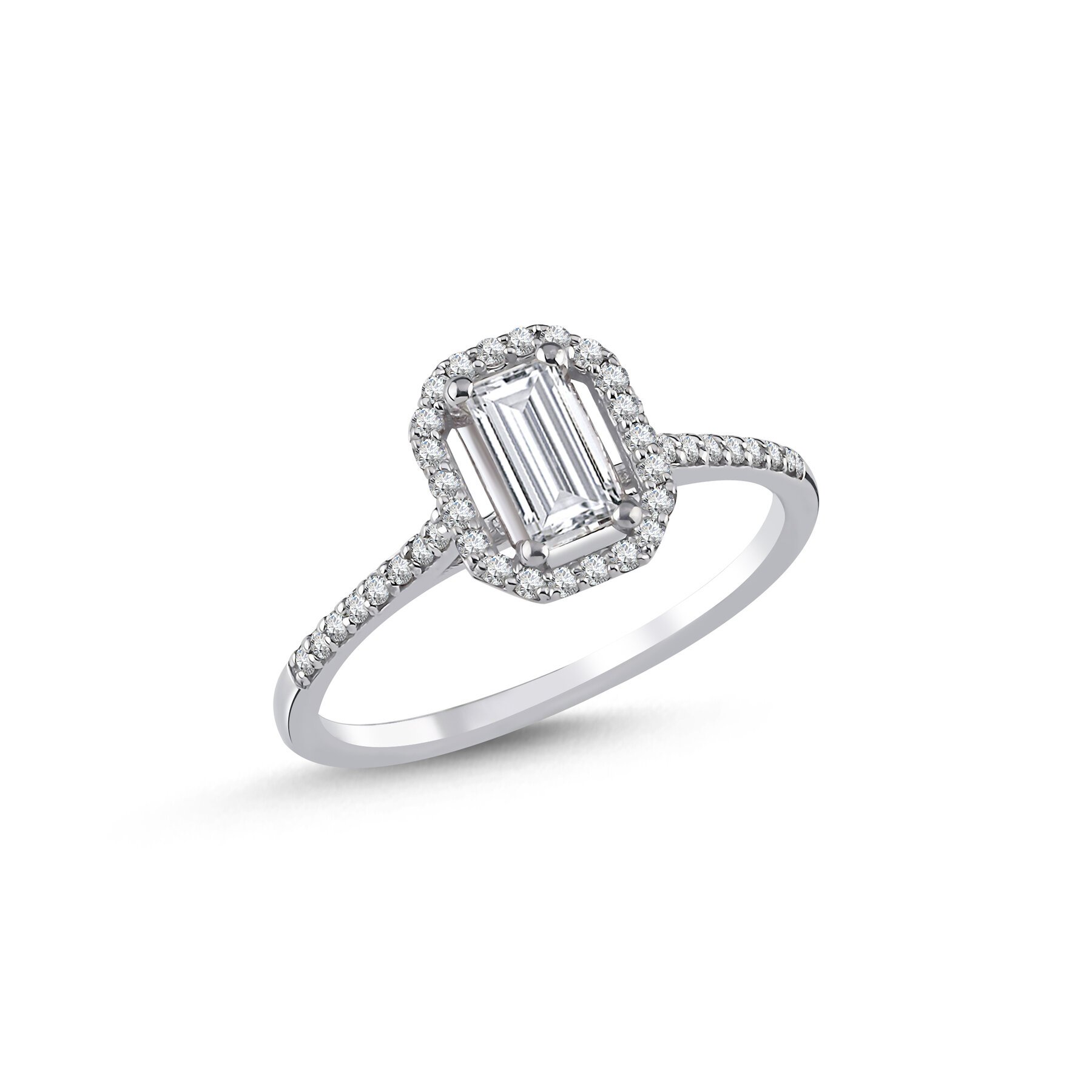 0,54 Karat Laboratuvar Pırlanta Baget Taşlı Tektaş Yüzük