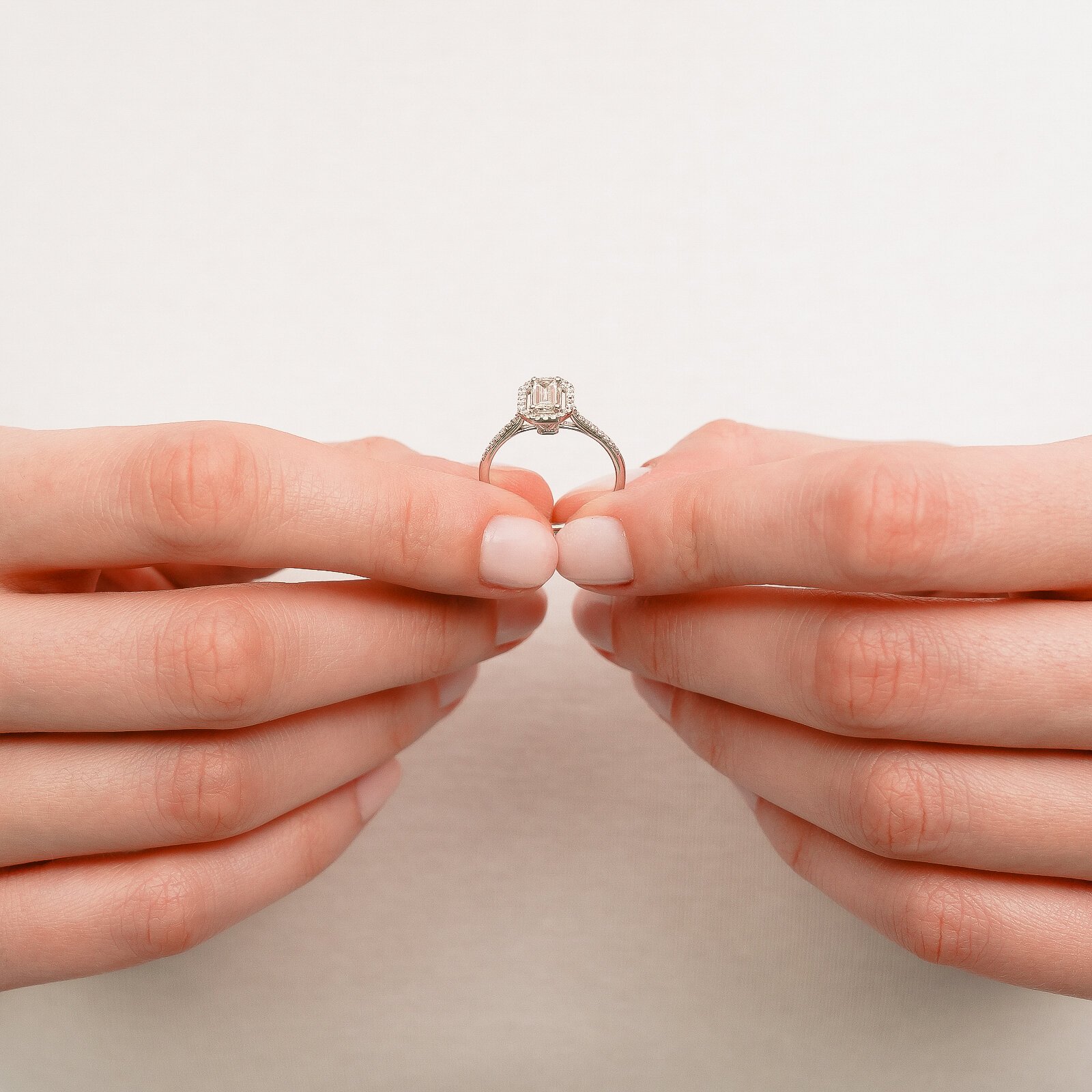 0,54 Karat Laboratuvar Pırlanta Baget Taşlı Tektaş Yüzük