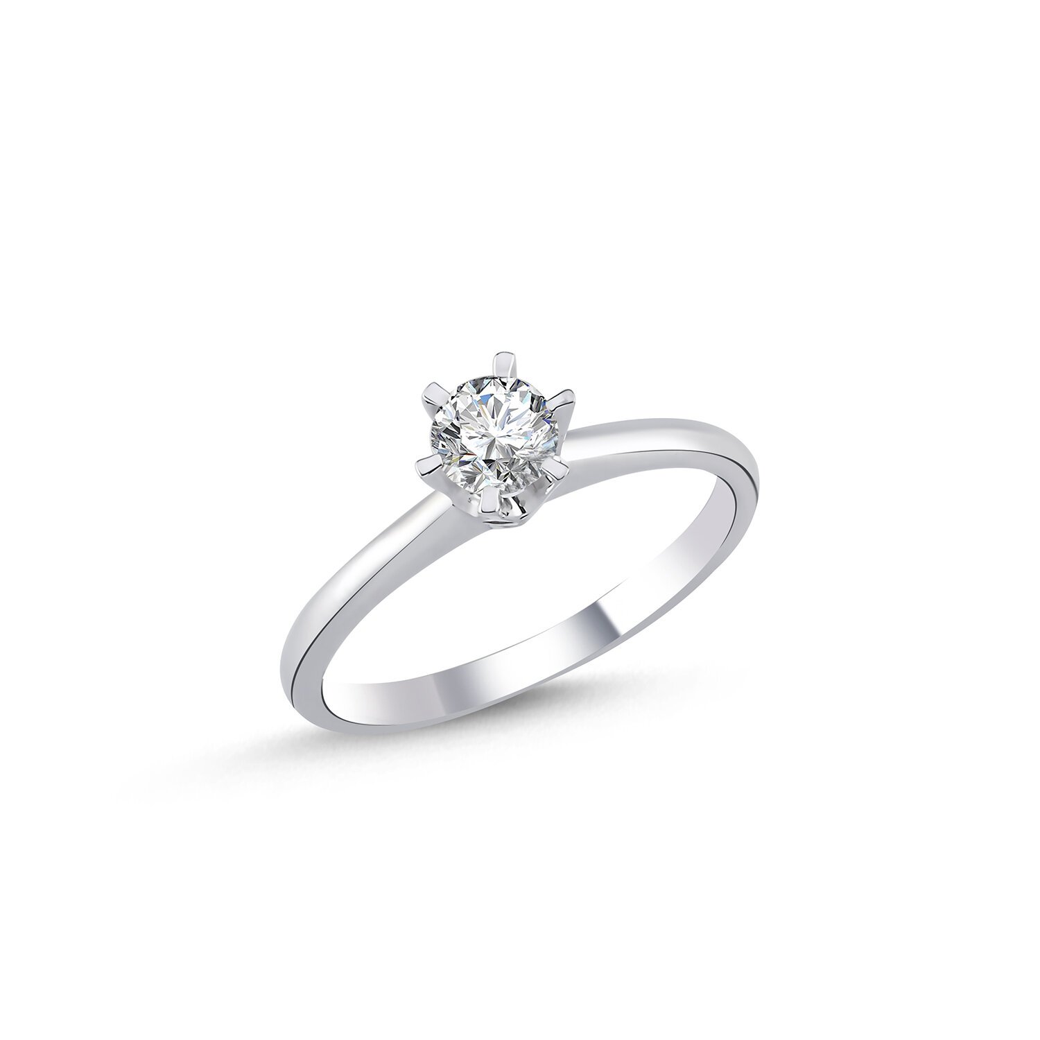 0,37 Karat Laboratuvar Pırlanta 6 Tırnak Tektaş Yüzük