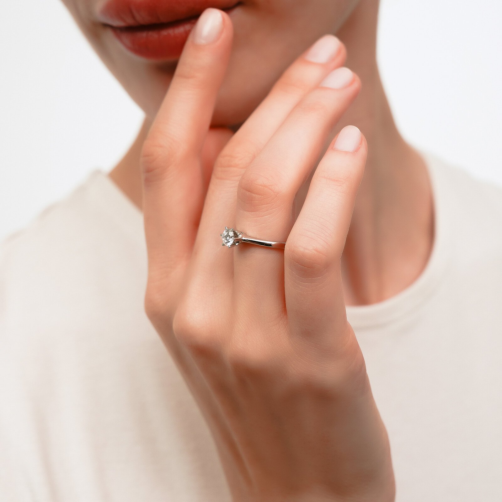 0,50 Karat Laboratuvar Pırlanta 6 Tırnak Tektaş Yüzük