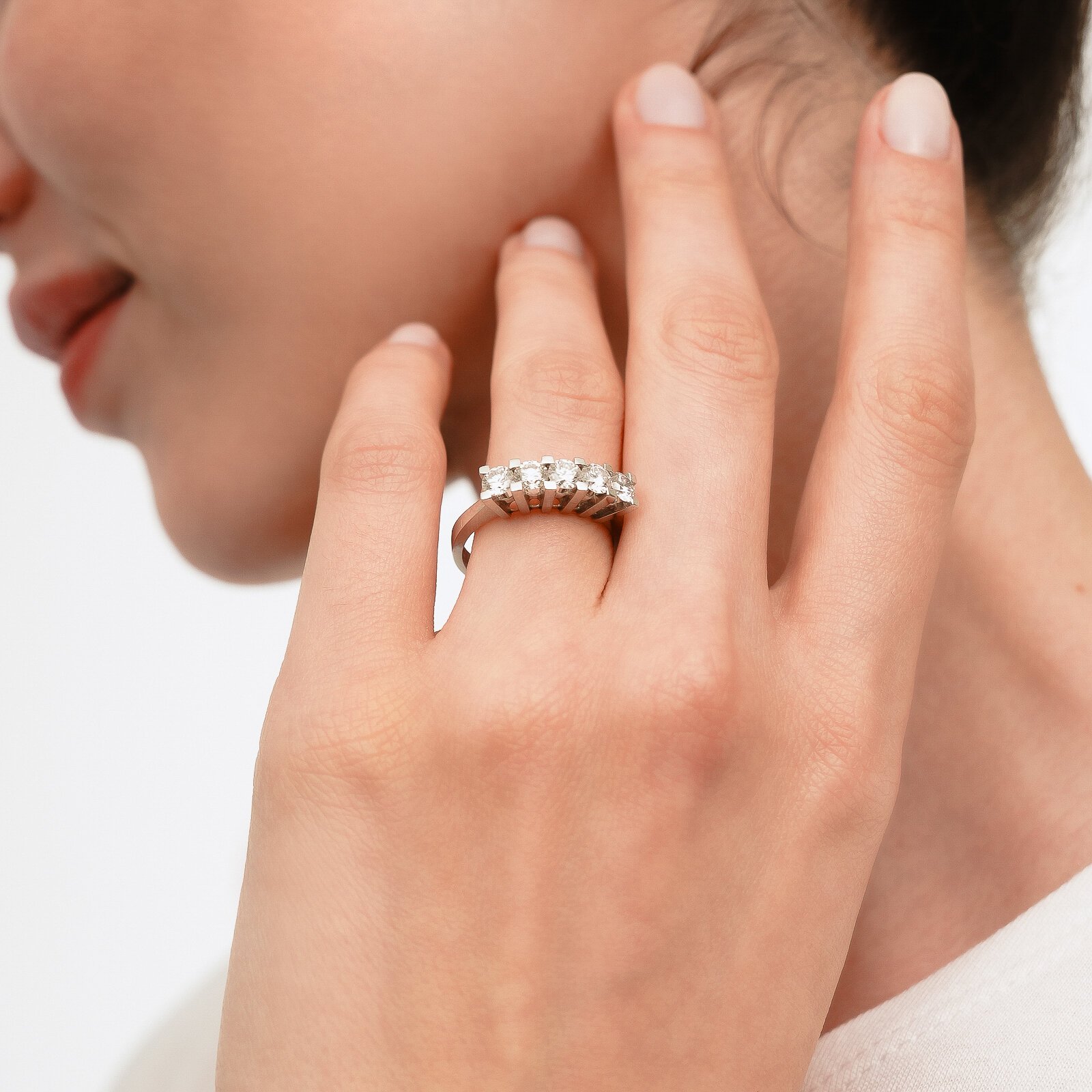 1,25 Karat Laboratuvar Pırlanta 5 Taş Alyans