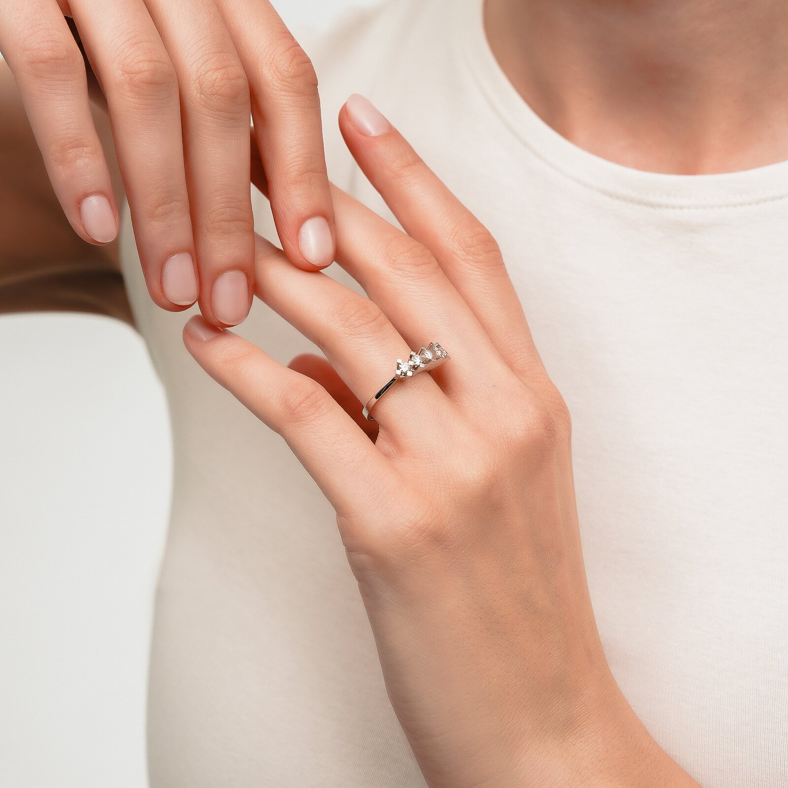 0,35 Karat Laboratuvar Pırlanta 5 Taş Alyans