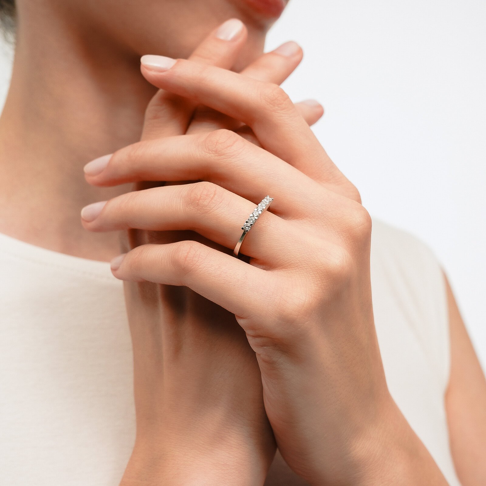 0,41 Karat Laboratuvar Pırlanta 7 Taş Alyans