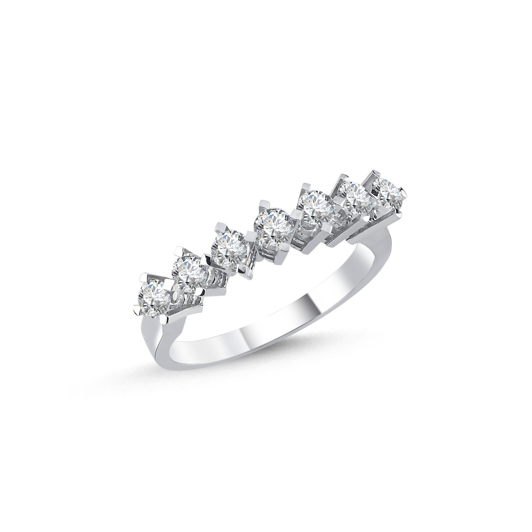 0,75 Karat Laboratuvar Pırlanta 7 Taş Alyans