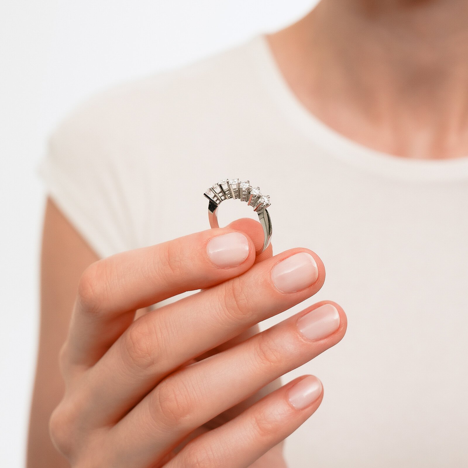 0,75 Karat Laboratuvar Pırlanta 7 Taş Alyans