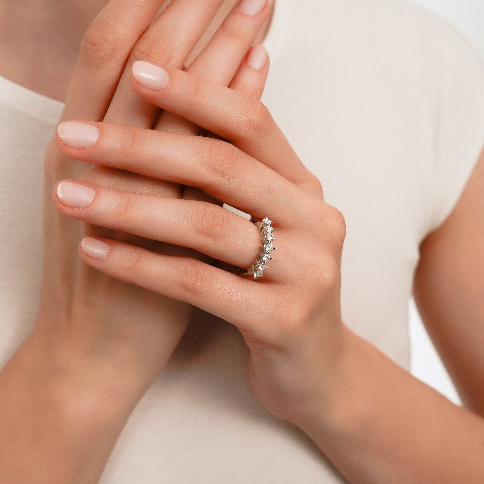 0,75 Karat Laboratuvar Pırlanta 7 Taş Alyans