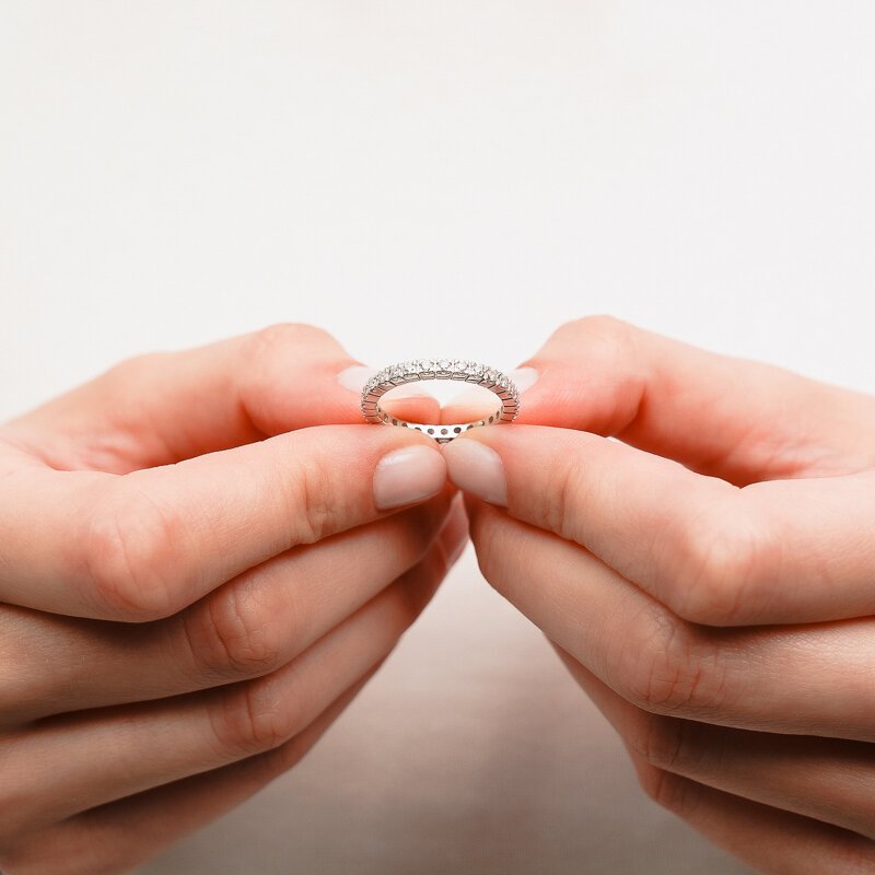 0,62 Karat Laboratuvar Pırlanta Tam Tur Alyans