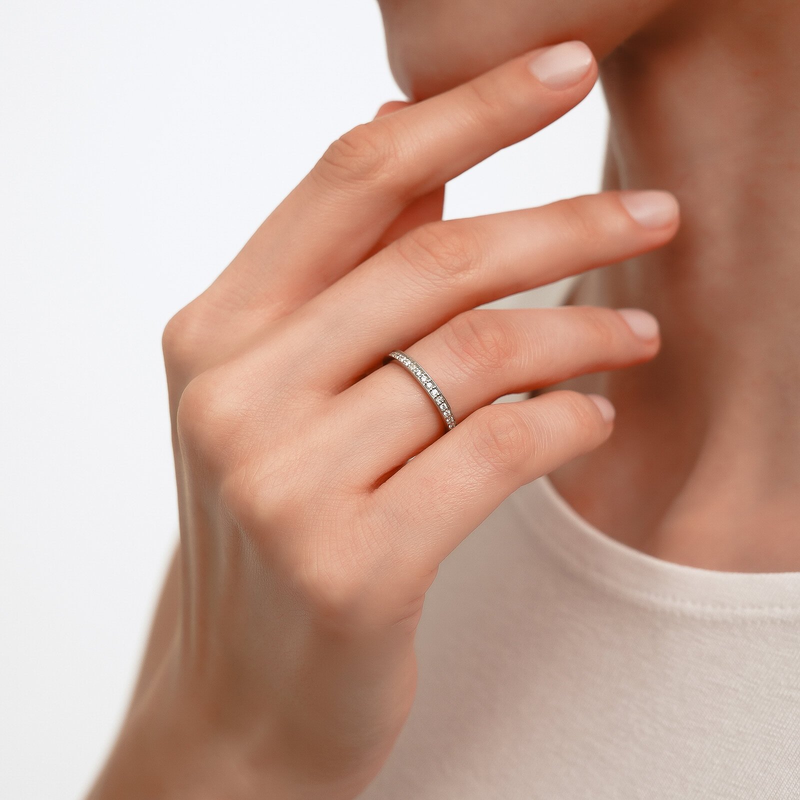 0,35 Karat Laboratuvar Pırlanta Tam Tur Alyans