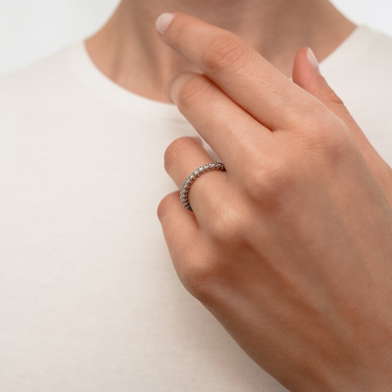 0,50 Karat Laboratuvar Pırlanta Yarım Tur Alyans 