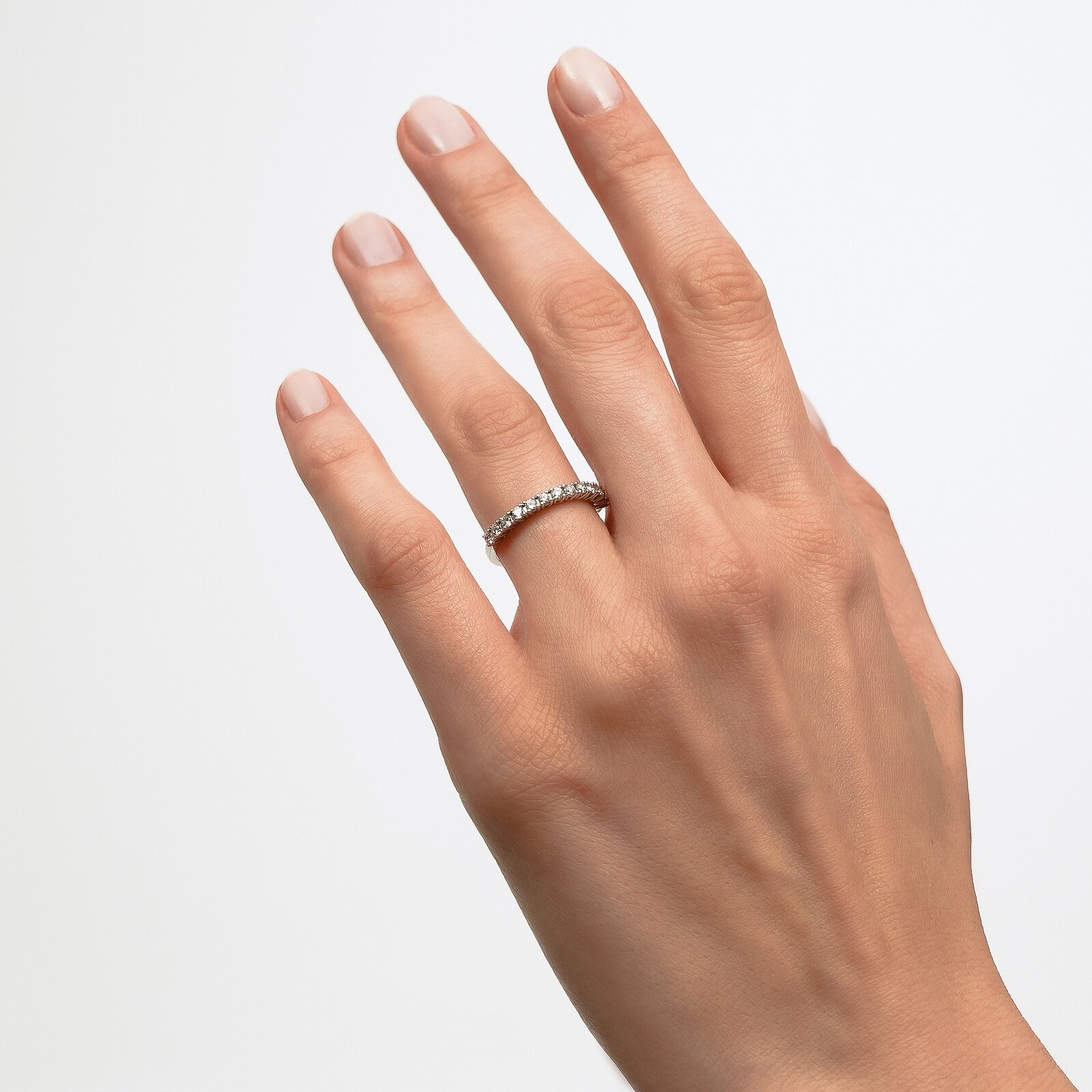 0,42 Karat Laboratuvar Pırlanta Yarım Tur Alyans