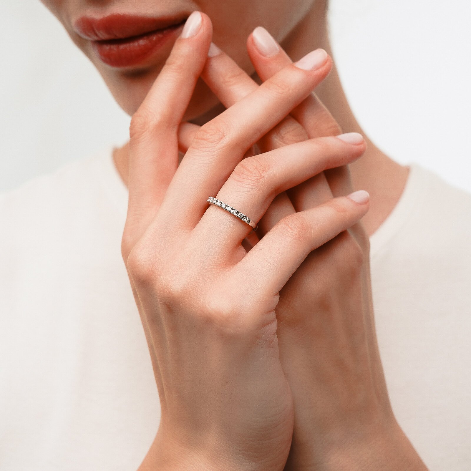 0,30 Karat Laboratuvar Pırlanta Yarım Tur Alyans