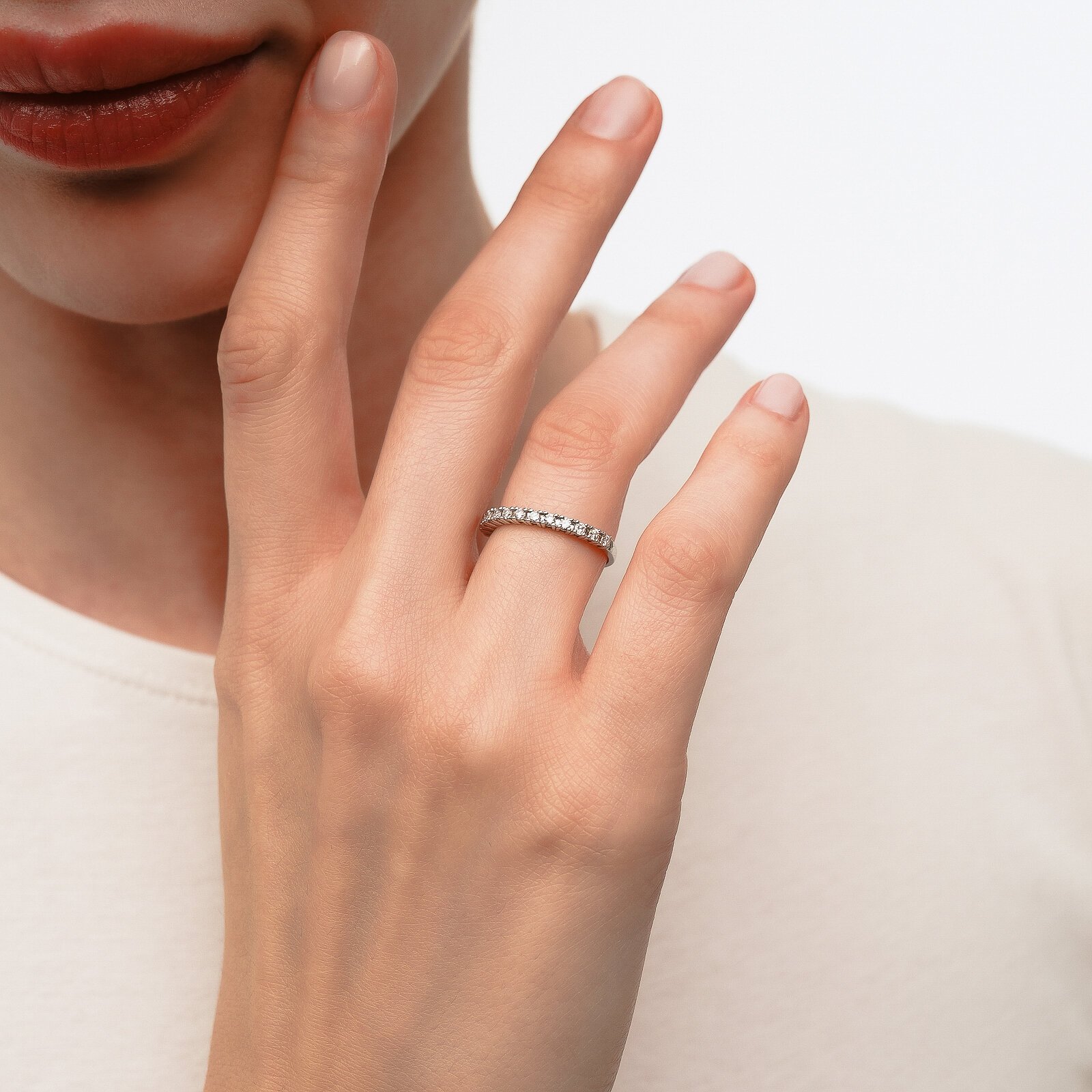 0,30 Karat Laboratuvar Pırlanta Yarım Tur Alyans