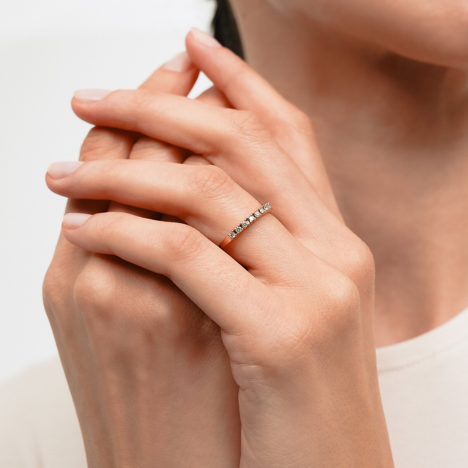 0,29 Karat Laboratuvar Pırlanta Yarım Tur Alyans