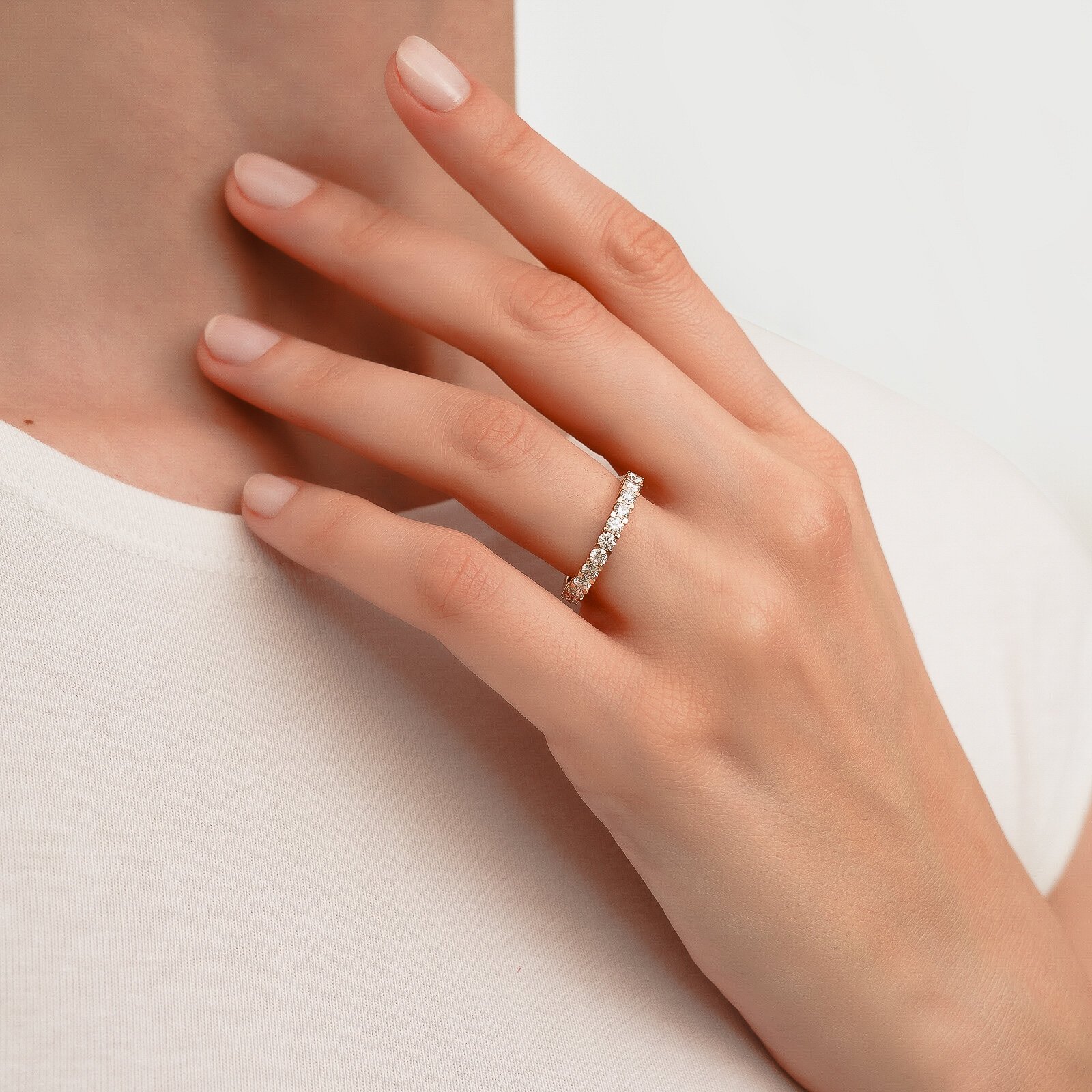 0,80 Karat Laboratuvar Pırlanta Yarım Tur Alyans