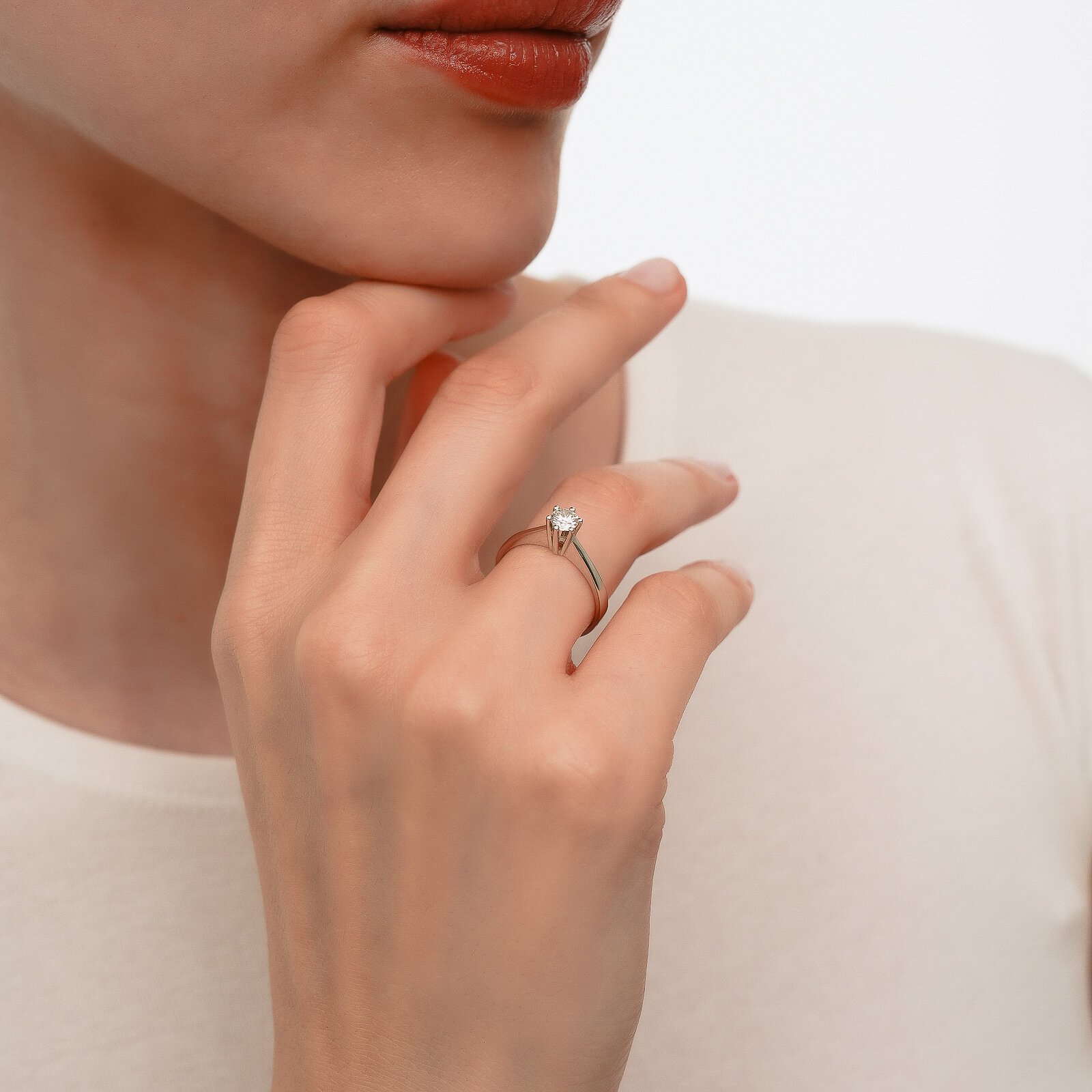 0,30 Karat Laboratuvar Pırlanta 6 Tırnak Tektaş Yüzük