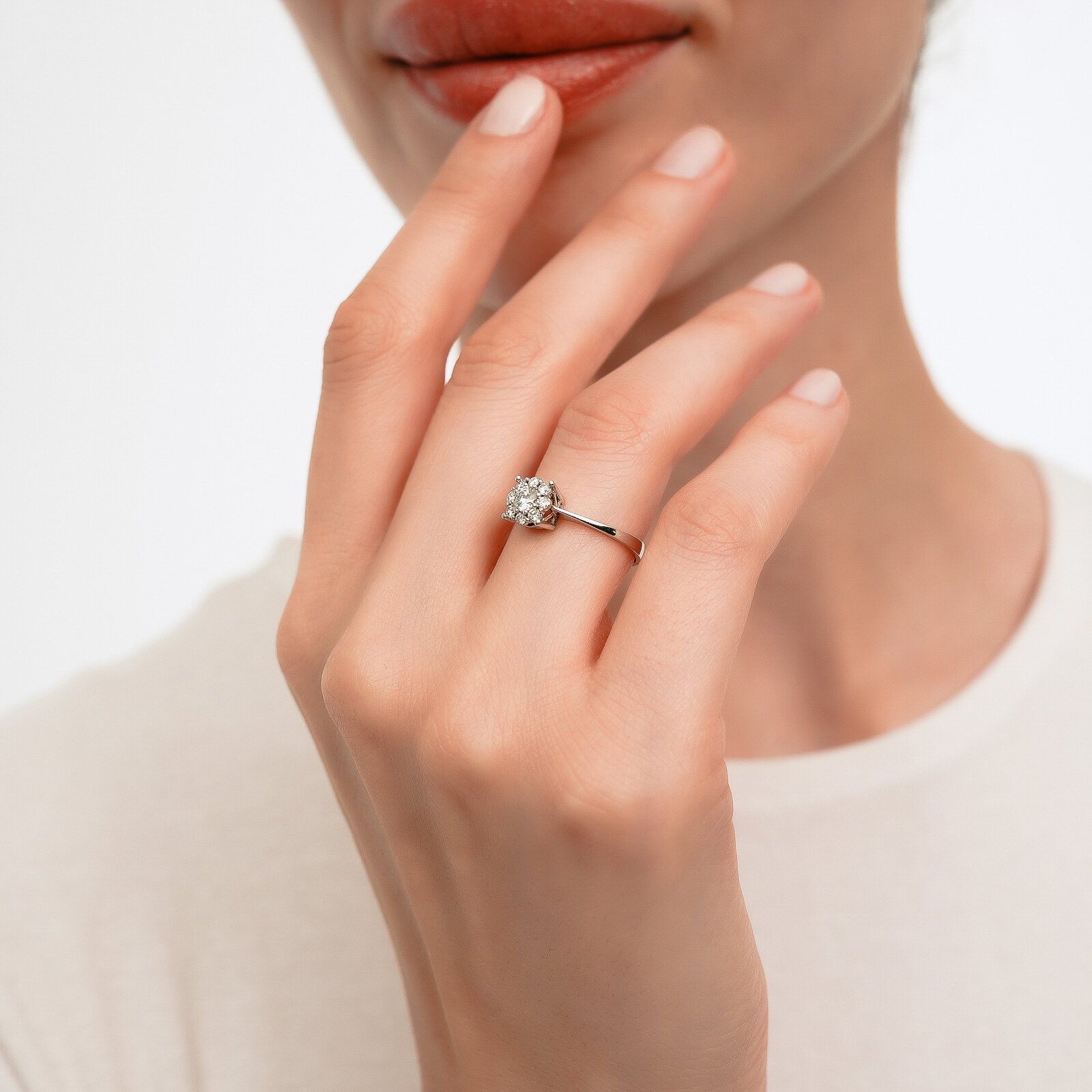 0,35 Karat Laboratuvar Pırlanta Koronet Tektaş Yüzük