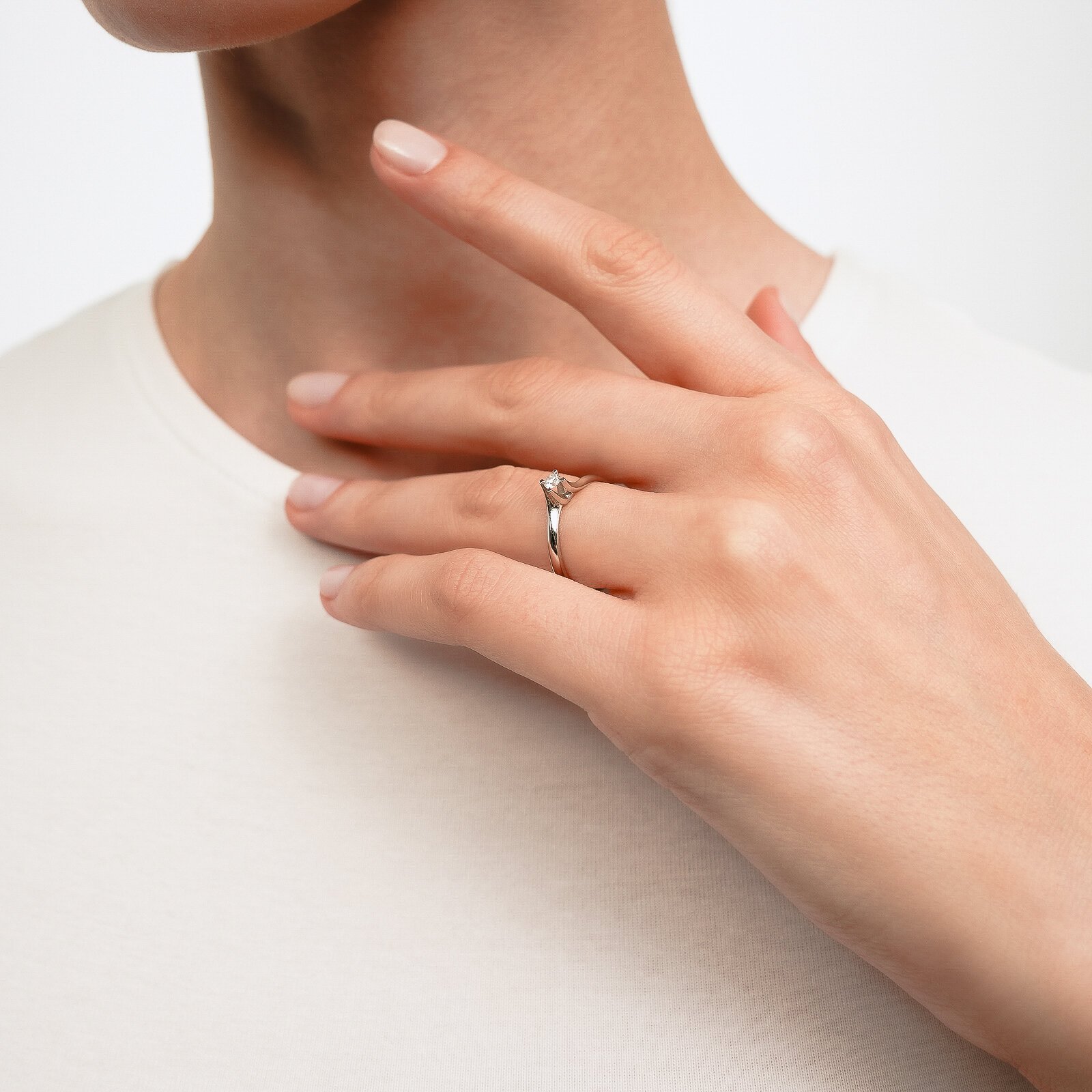 0,12 Karat Laboratuvar Pırlanta Tektaş Yüzük