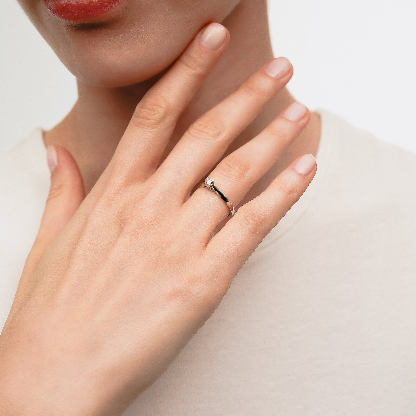 0,12 Karat Laboratuvar Pırlanta Tektaş Yüzük