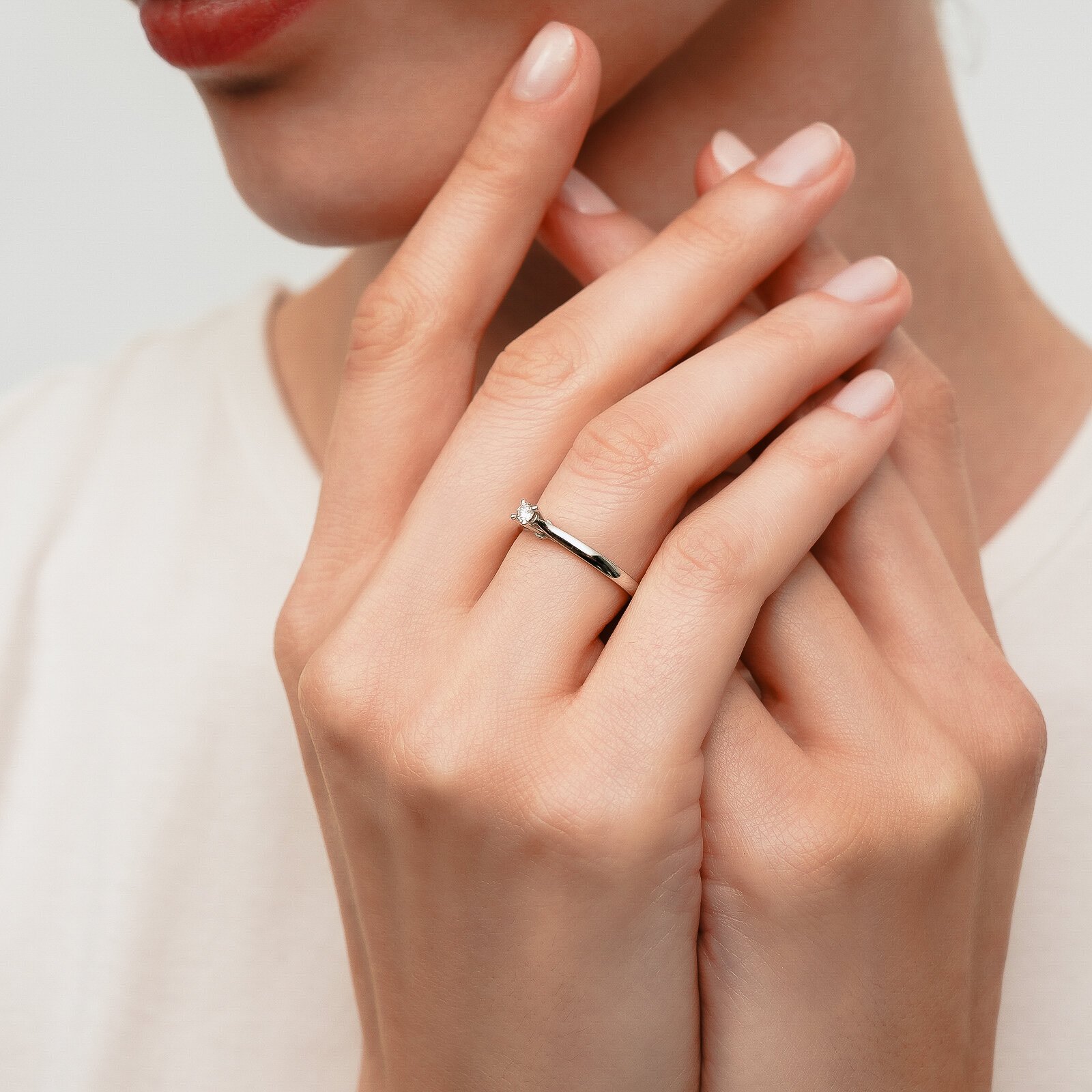 0,12 Karat Laboratuvar Pırlanta Tektaş Yüzük