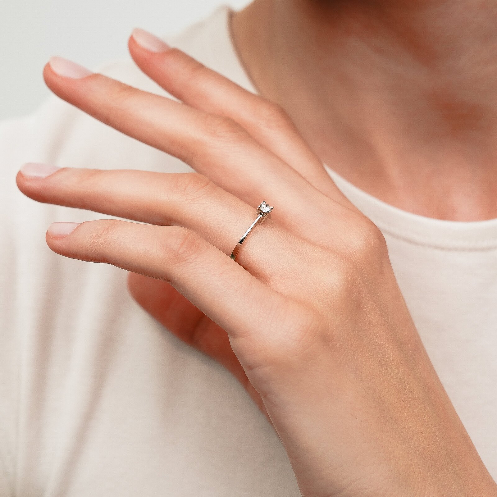 0,20 Karat Laboratuvar Pırlanta  Tektaş Yüzük