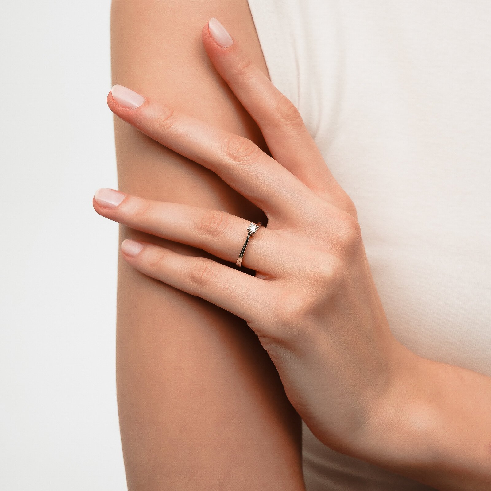 0,16 Karat Laboratuvar Pırlanta Tektaş Yüzük