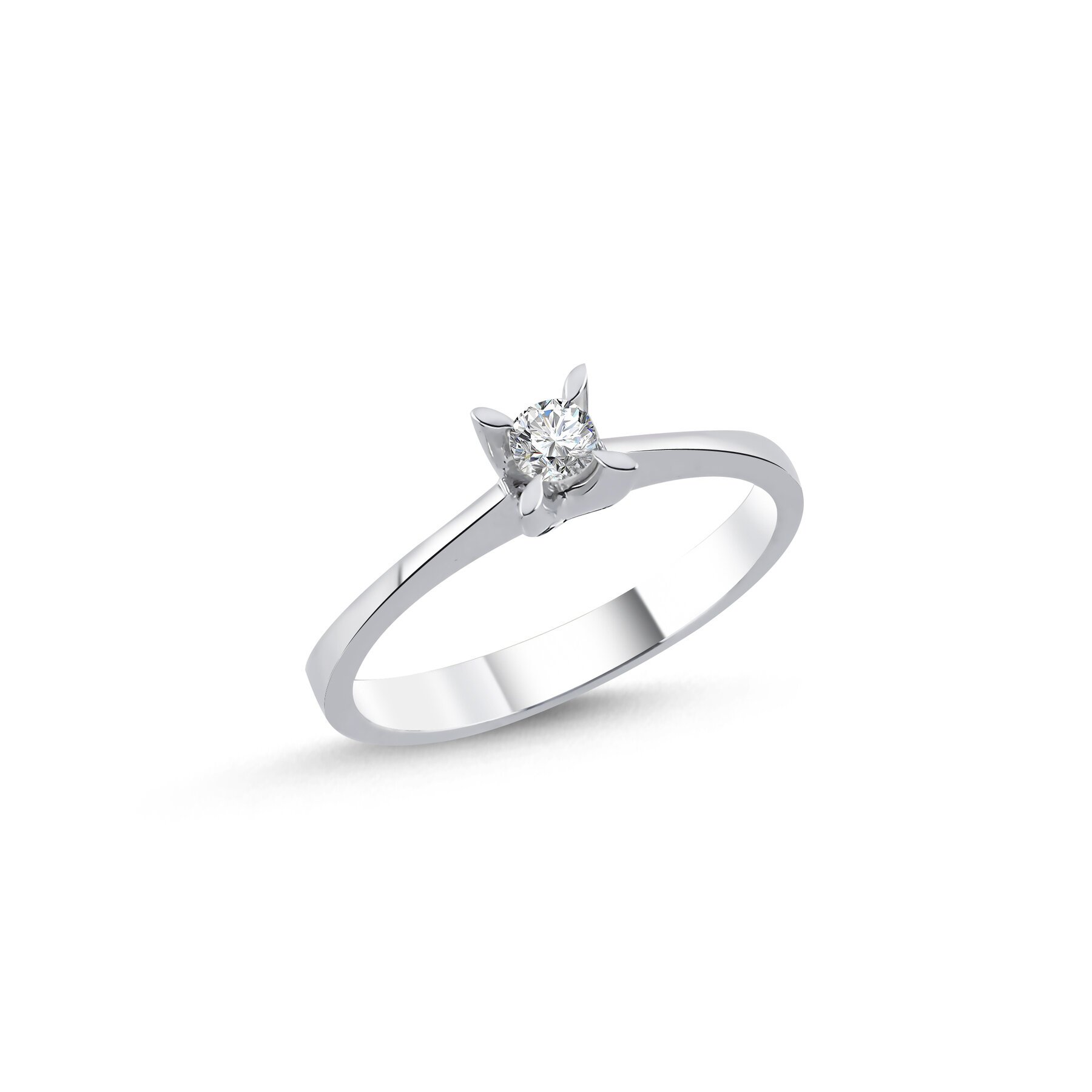 0,15 Karat Laboratuvar Pırlanta Badem Tırnak Tektaş Yüzük