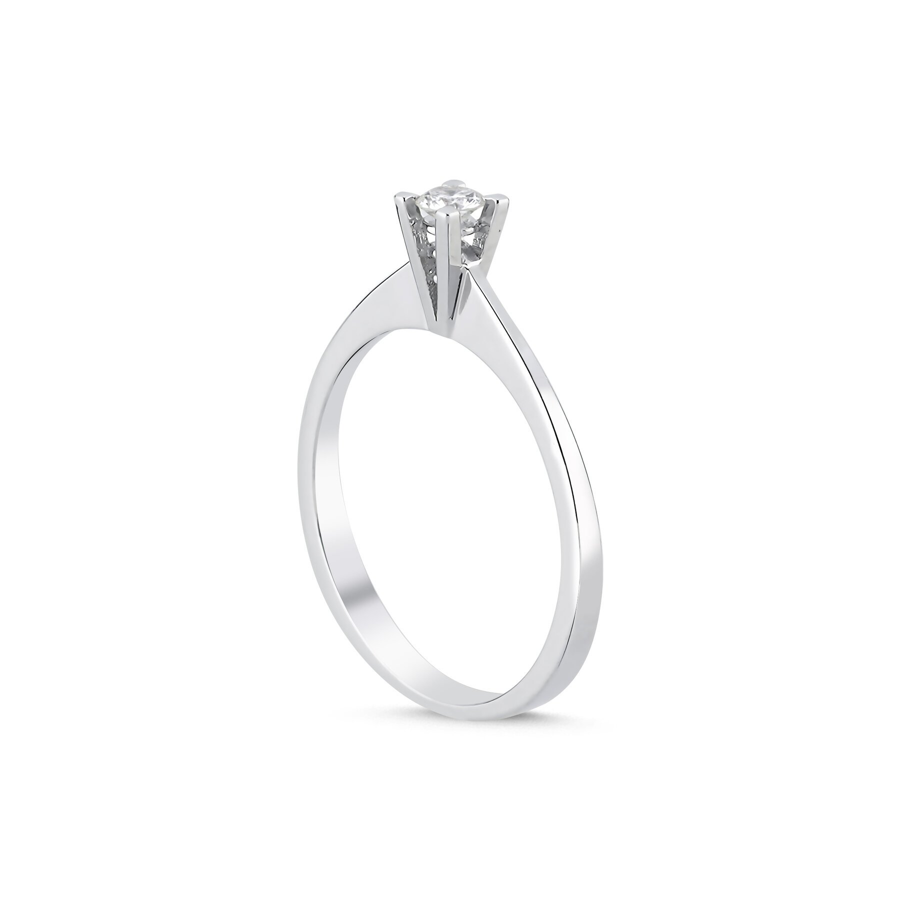 0,12 Karat Laboratuvar Pırlanta V Tektaş Yüzük