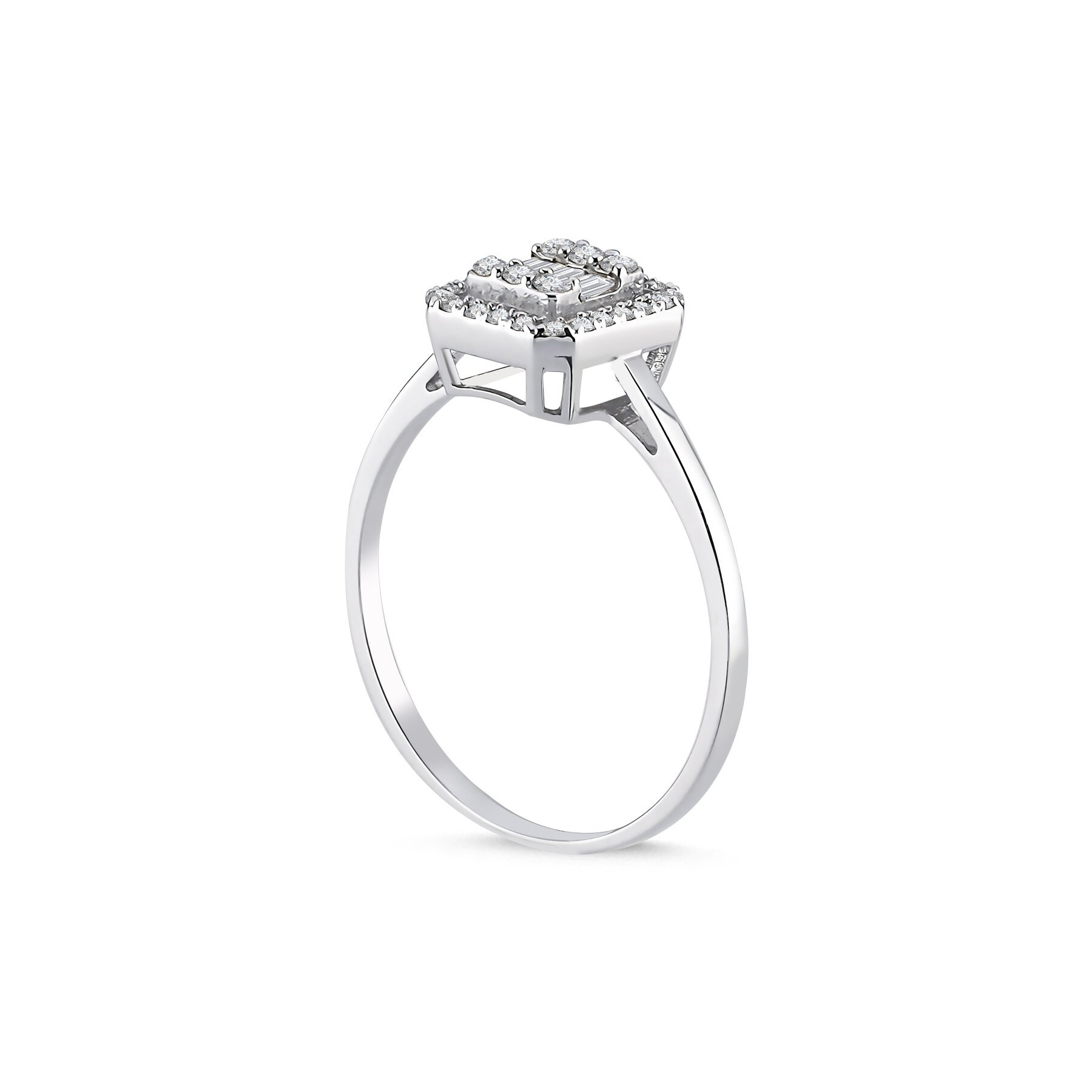 0,29 Karat Laboratuvar Pırlanta Baget Taşlı Yüzük