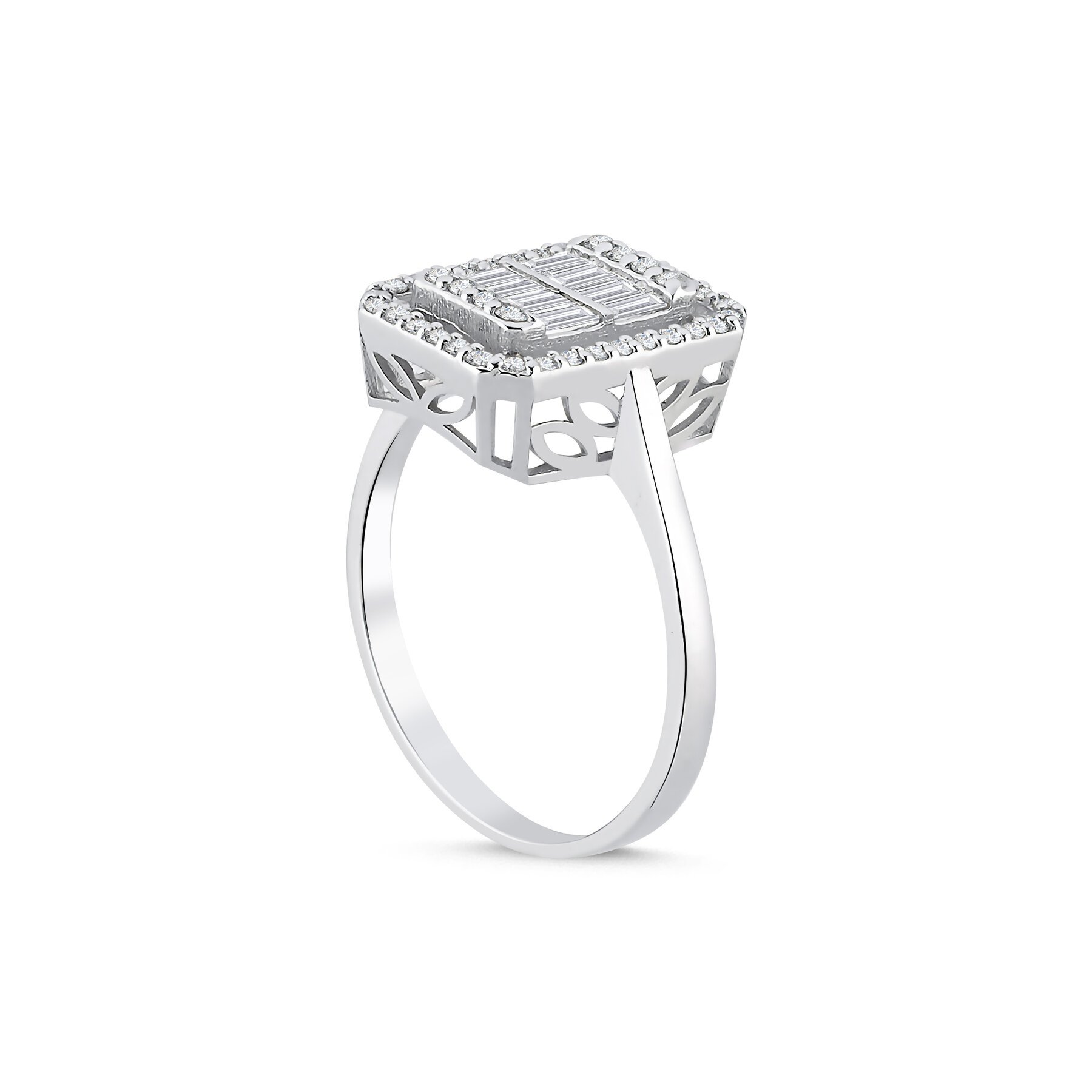 0,55 Karat Laboratuvar Pırlanta Baget Taşlı Yüzük