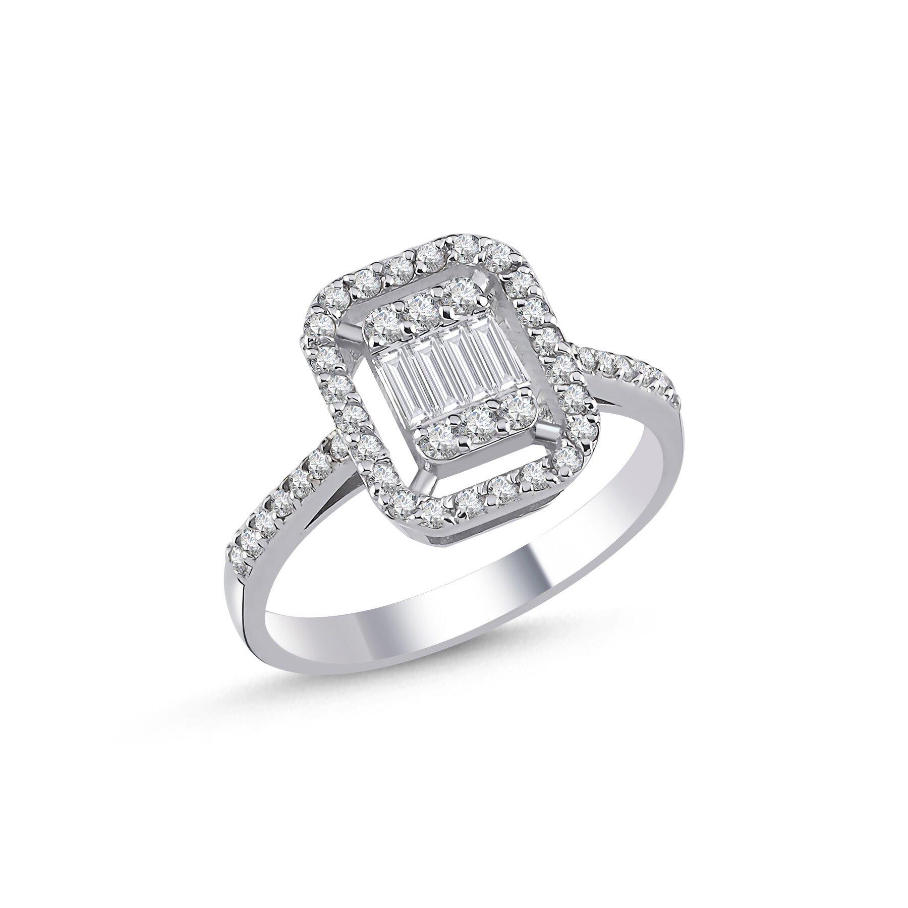 0,60 Karat Laboratuvar Pırlanta Baget Taşlı Yüzük