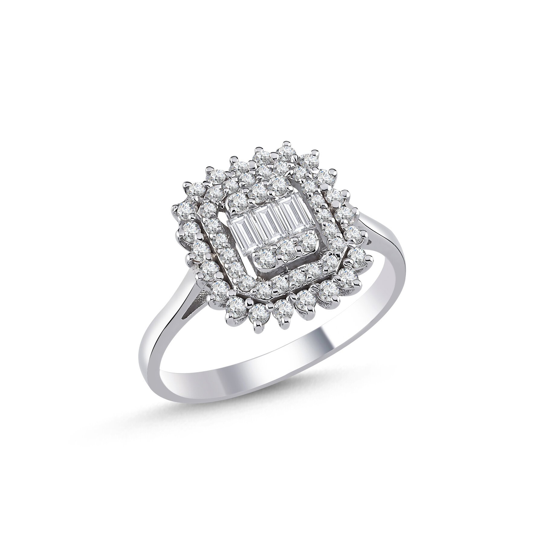 0,66 Karat Laboratuvar Pırlanta Baget Taşlı Yüzük