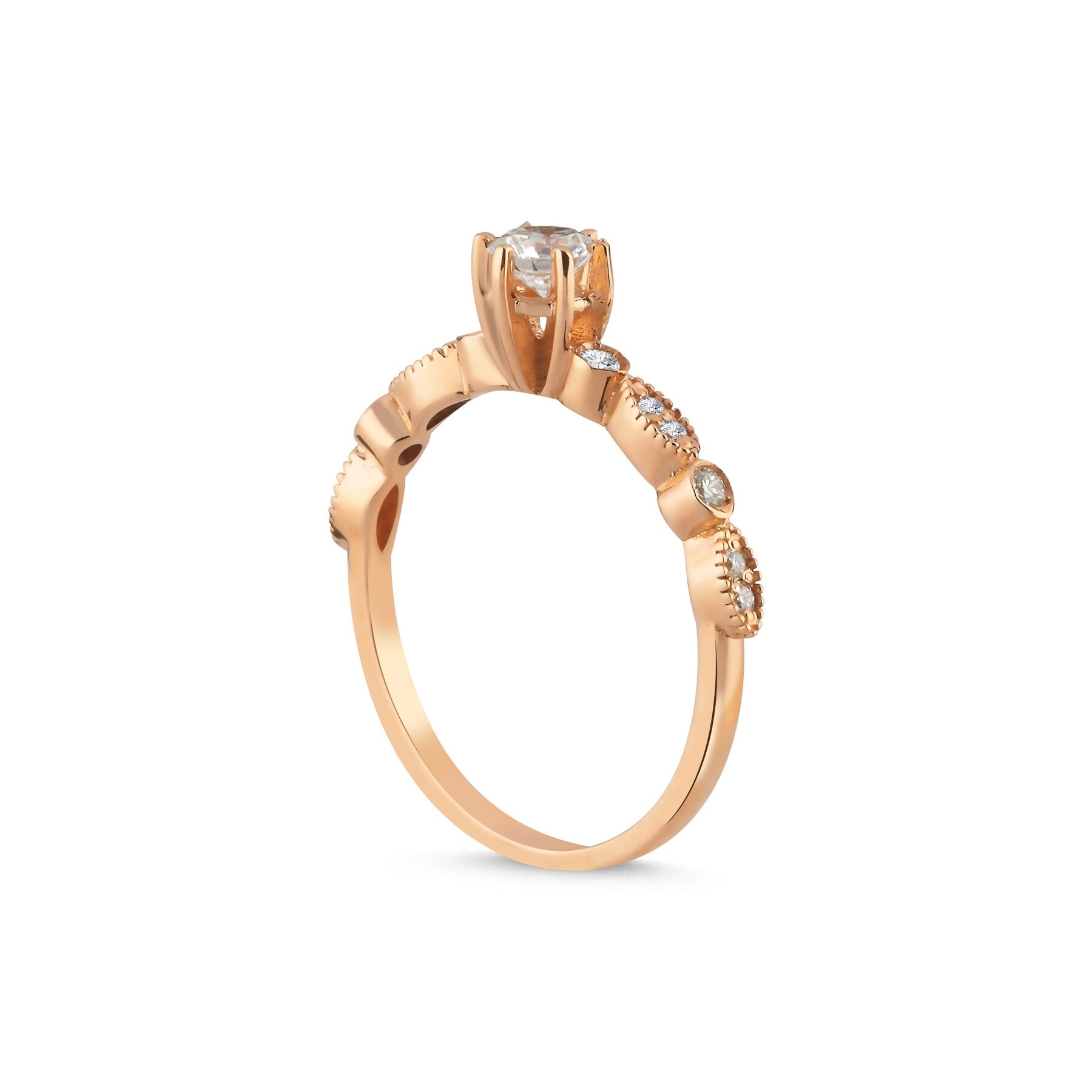 0,41 Karat Laboratuvar Pırlanta Tektaş Yüzük