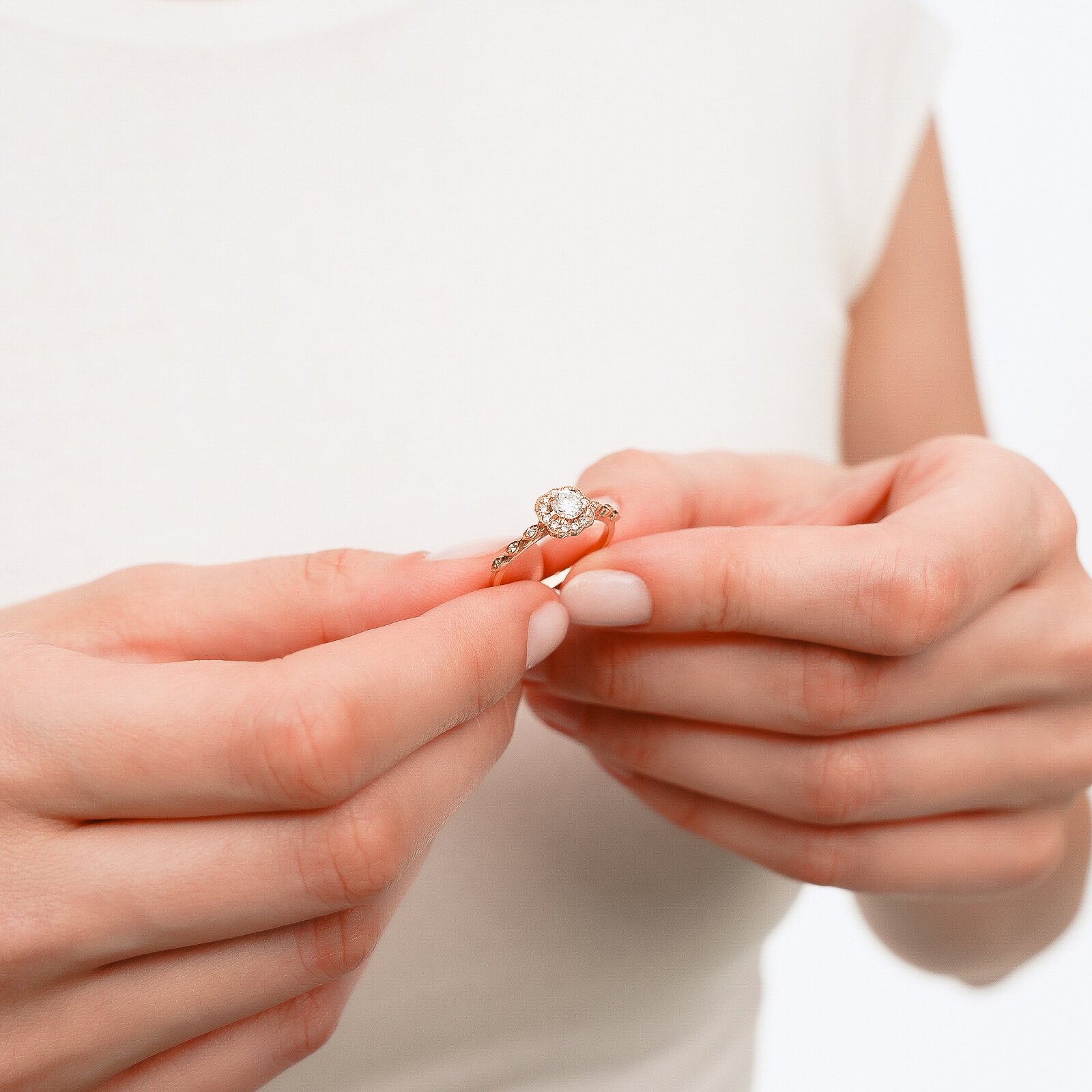 0,49 Karat  Laboratuvar Pırlanta Vintage Tektaş Yüzük